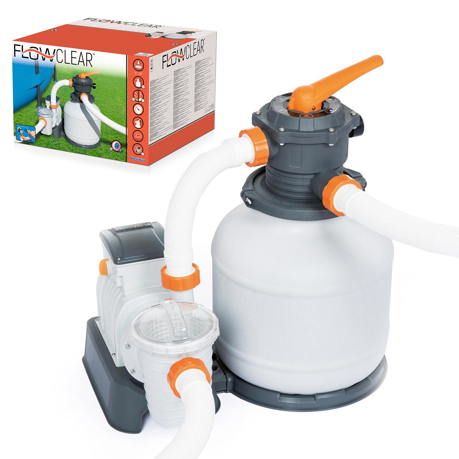 BESTWAY Sandfilteranlage 58499 Flowclear Profi Sandfilteranlage Pool Filterpumpe mit Timer