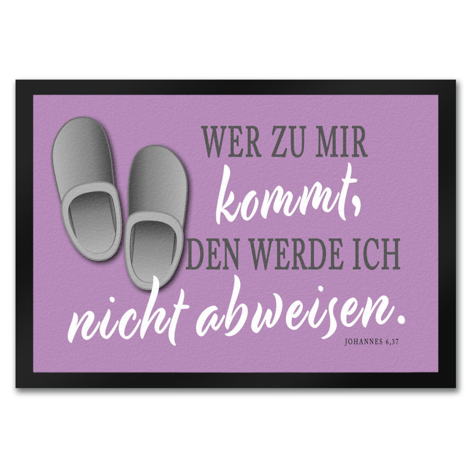 Fußmatte Fußmatte in 35x50 cm mit Bibelvers aus dem Johannes Evangelium in lila