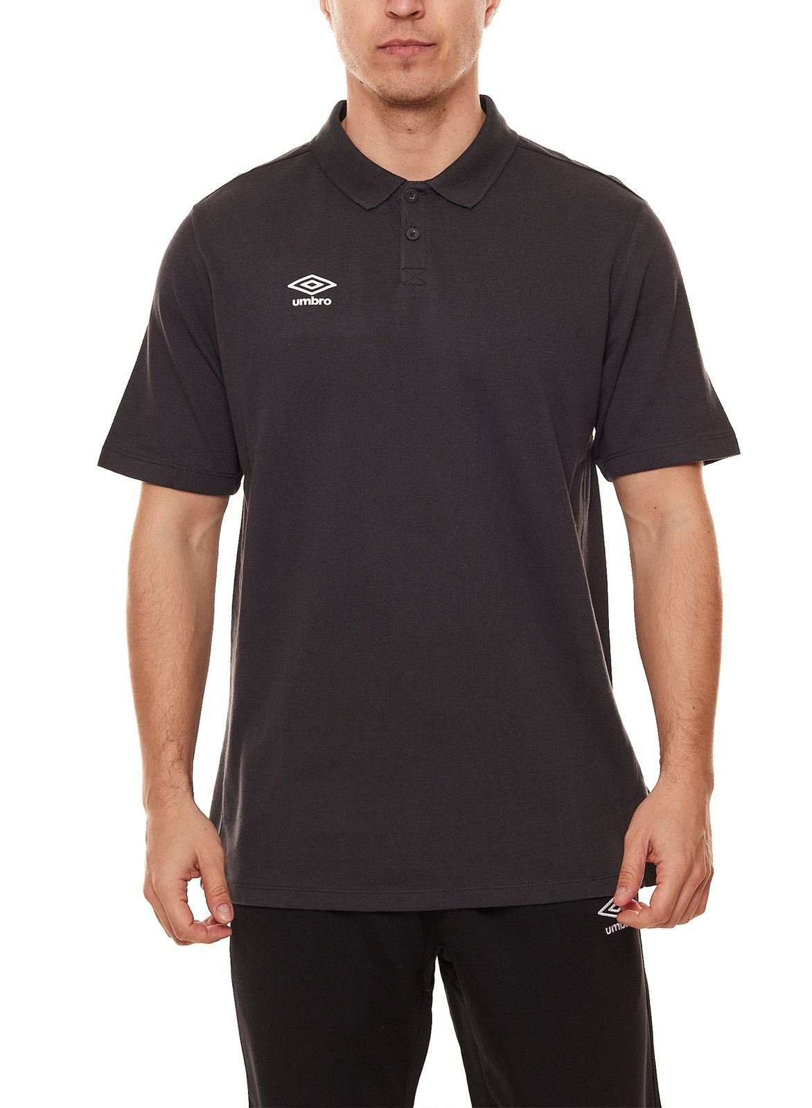 Herren Rundhalsshirt UMTM0323-825 Essential Polohemd Club komfortables umbro Polo-Shirt Dunkelgrau Golf-Shirt Umbro