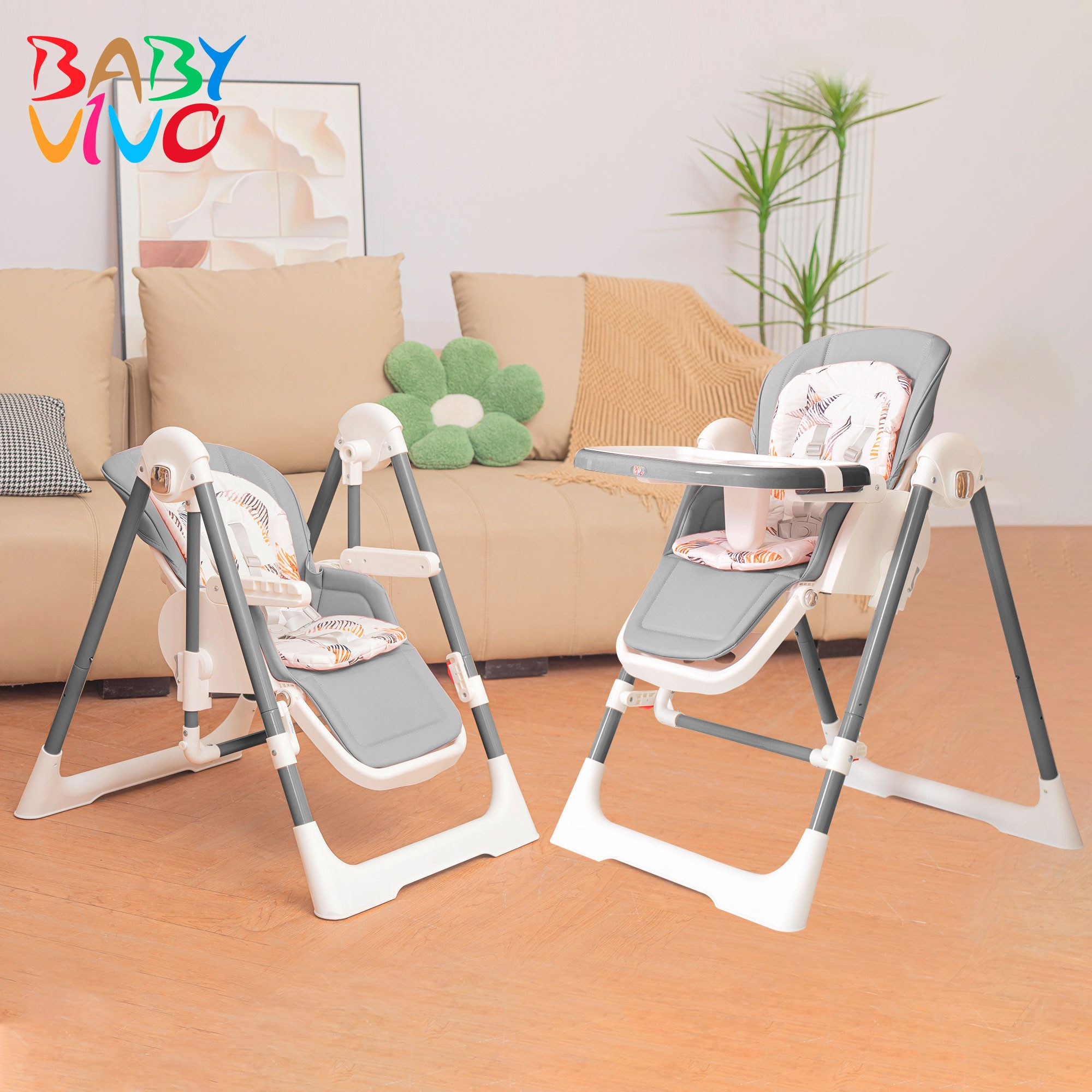 Baby Vivo Hochstuhl Kinderhochstuhl 3in1 / Babywippe für Kinder - Lulu in G günstig online kaufen