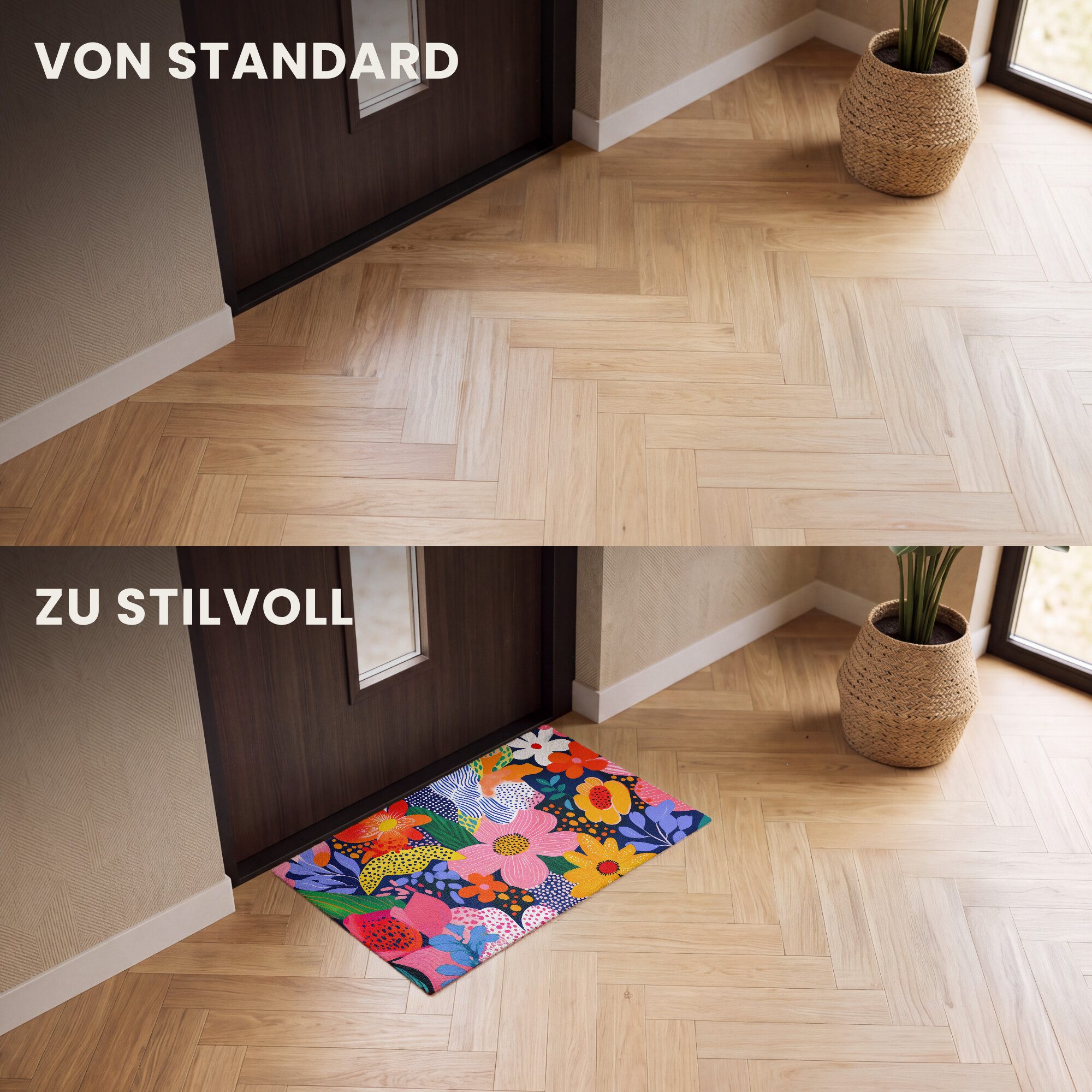 MuchoWow Fußmatte Bunt - Blumen - Abstrakt - Punkte, Rechteckig, innen Schmutzfangmatte, Tür, Schmutzfänger Flur, Teppich 60x40 cm – Bild 3 von 5