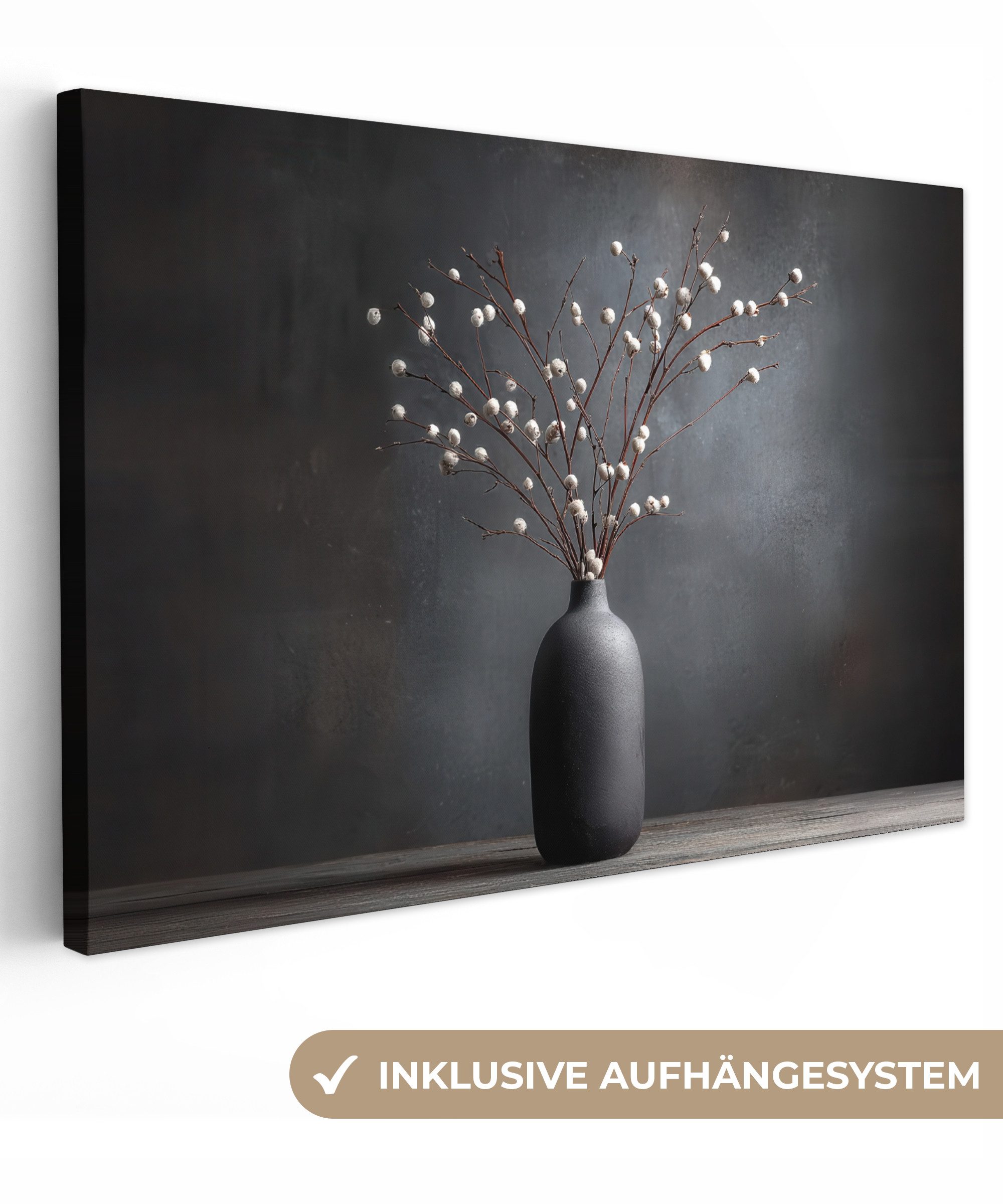 OneMillionCanvasses® Leinwandbild Äste - Vase - Kugeln - Weiß, Fotodruck (1 günstig online kaufen