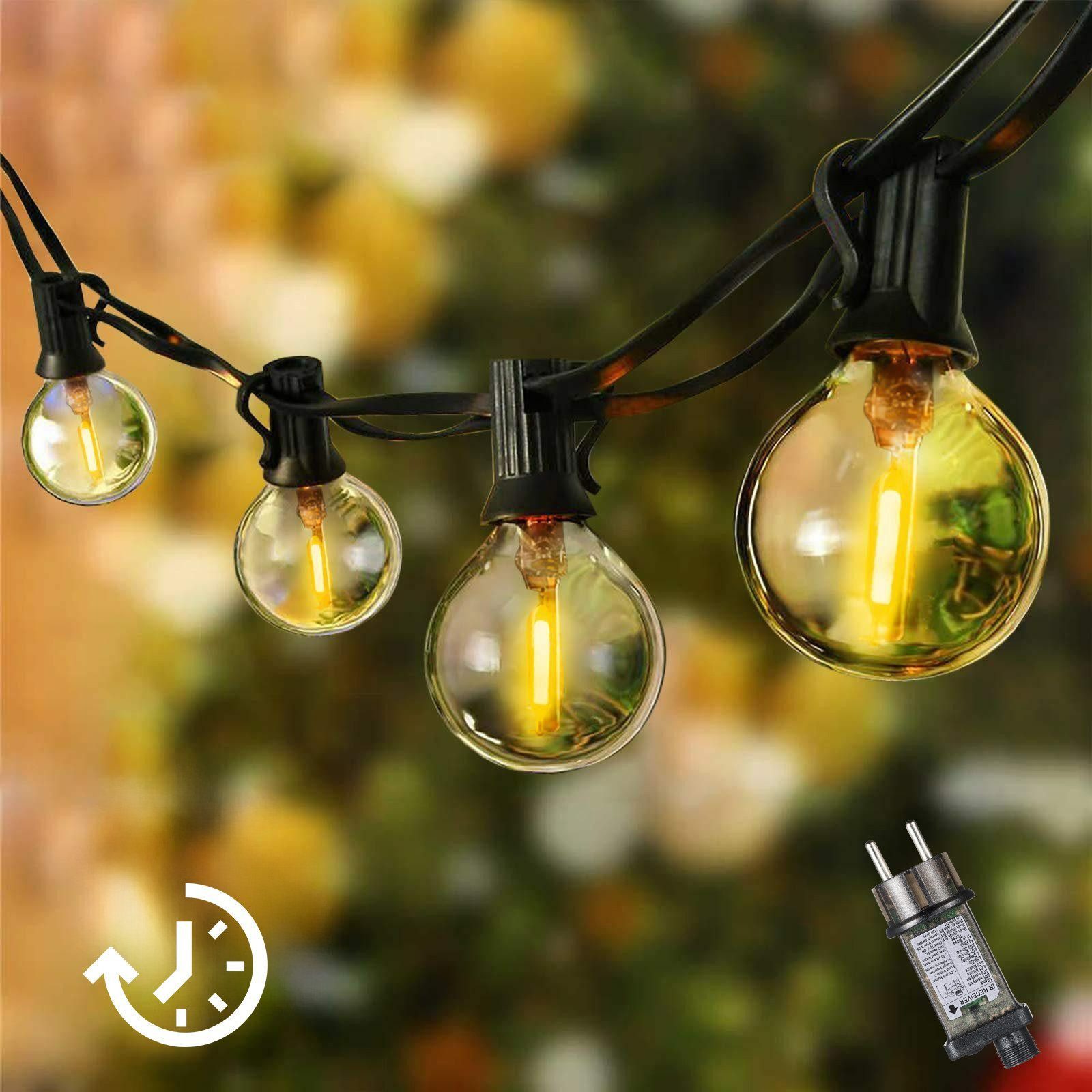 Lichterkette outdoor strom 9/18M LED lichterkette außen/indoor mit Timer, 8 Modi