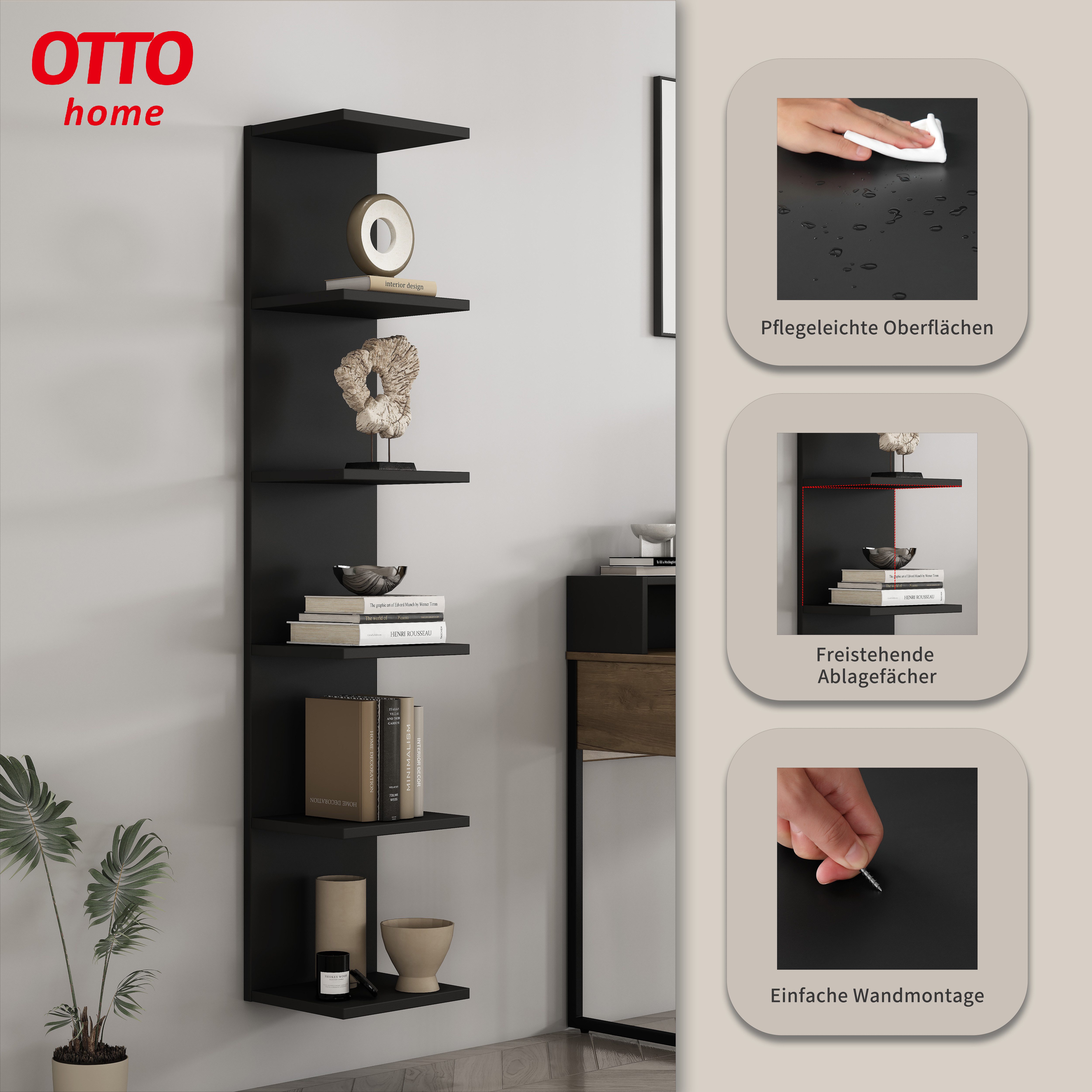 OTTO home Wandregal Moid, dekorativer Stauraum, Wandmontage