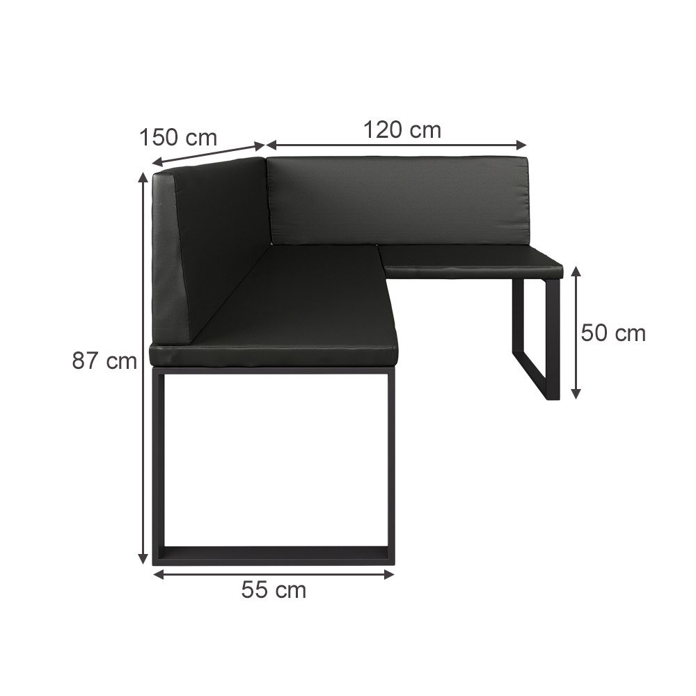 Vicco Sitzbank Ravon, Schwarz, 120 x 150 cm (1-St)