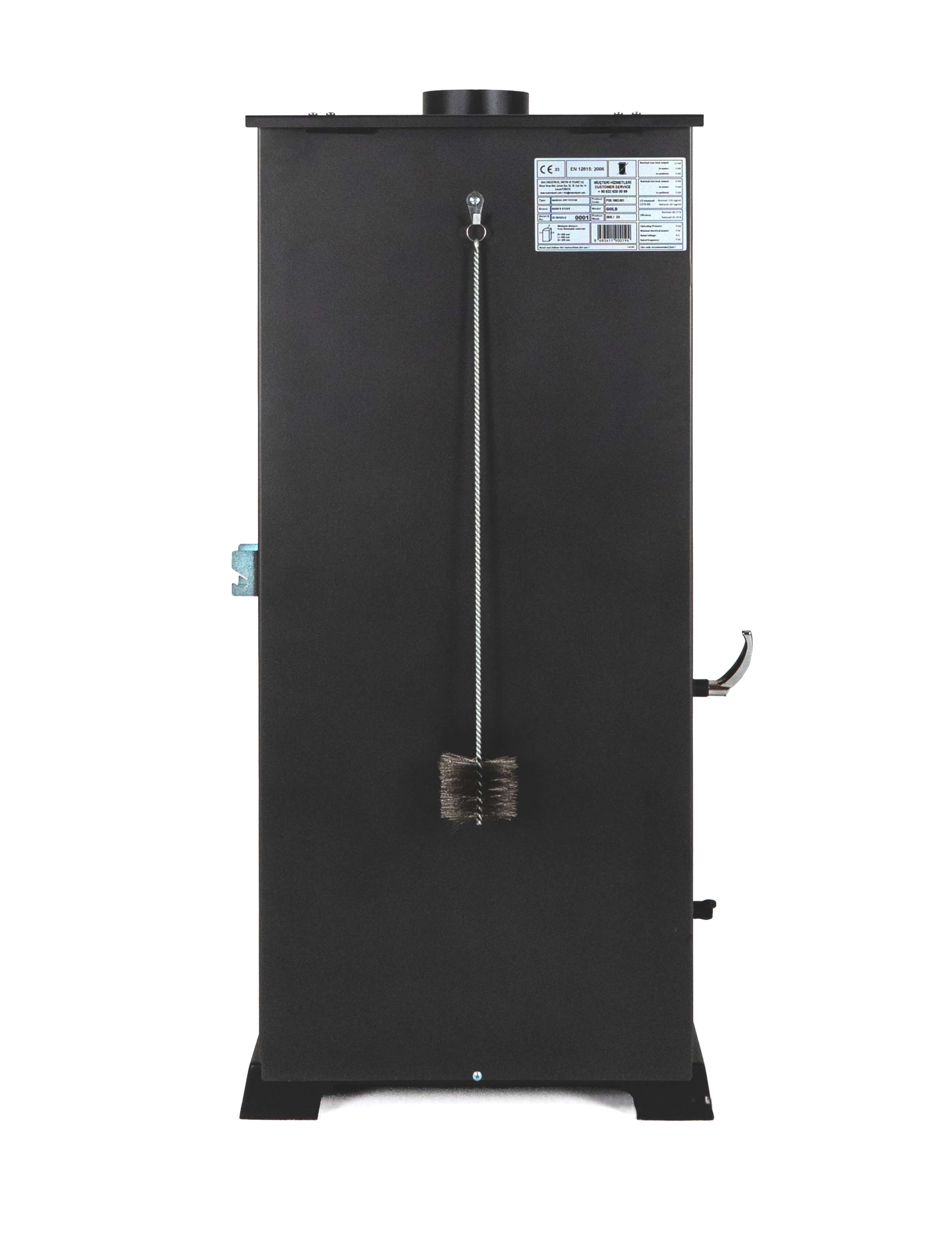 Baba's Gold Hybrid Pellet and Wood Combination Stove with Baking Compartment, 12 kW, Continuous Burning, Black Wood Stove