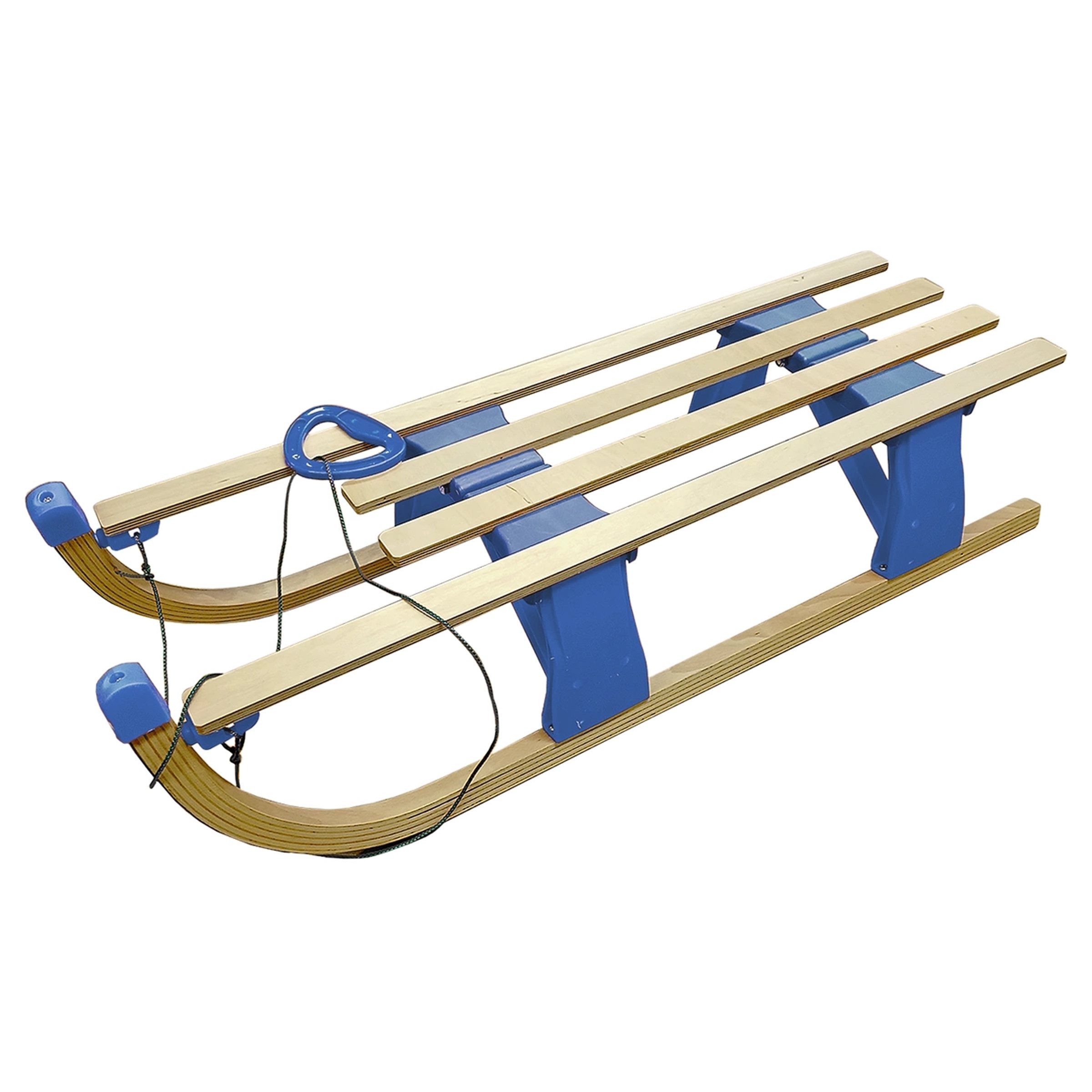 Schlitten Bandloo Kinderschlitten Holz klappbar Blau 100 x 36 cm