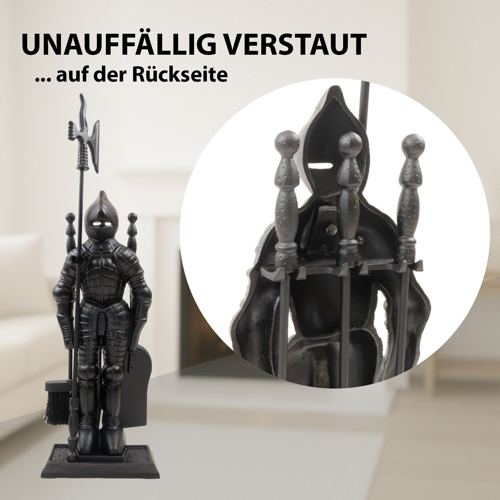 TRUTZHOLM Kamingarnitur Инструменты для каминов Ritter 4-teilig Schaufel, Besen, Schürhaken, Hellebarde, (Set, 4-St), Schürhaken