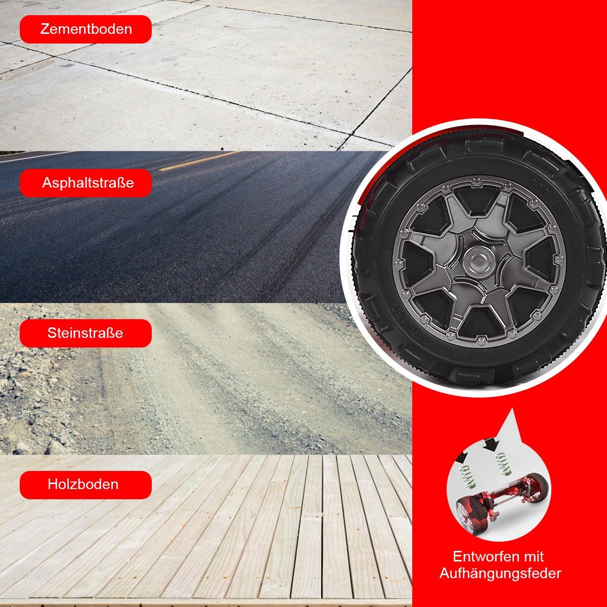 COSTWAY Elektro-Kinderauto 12V, mit 2 Sitzen