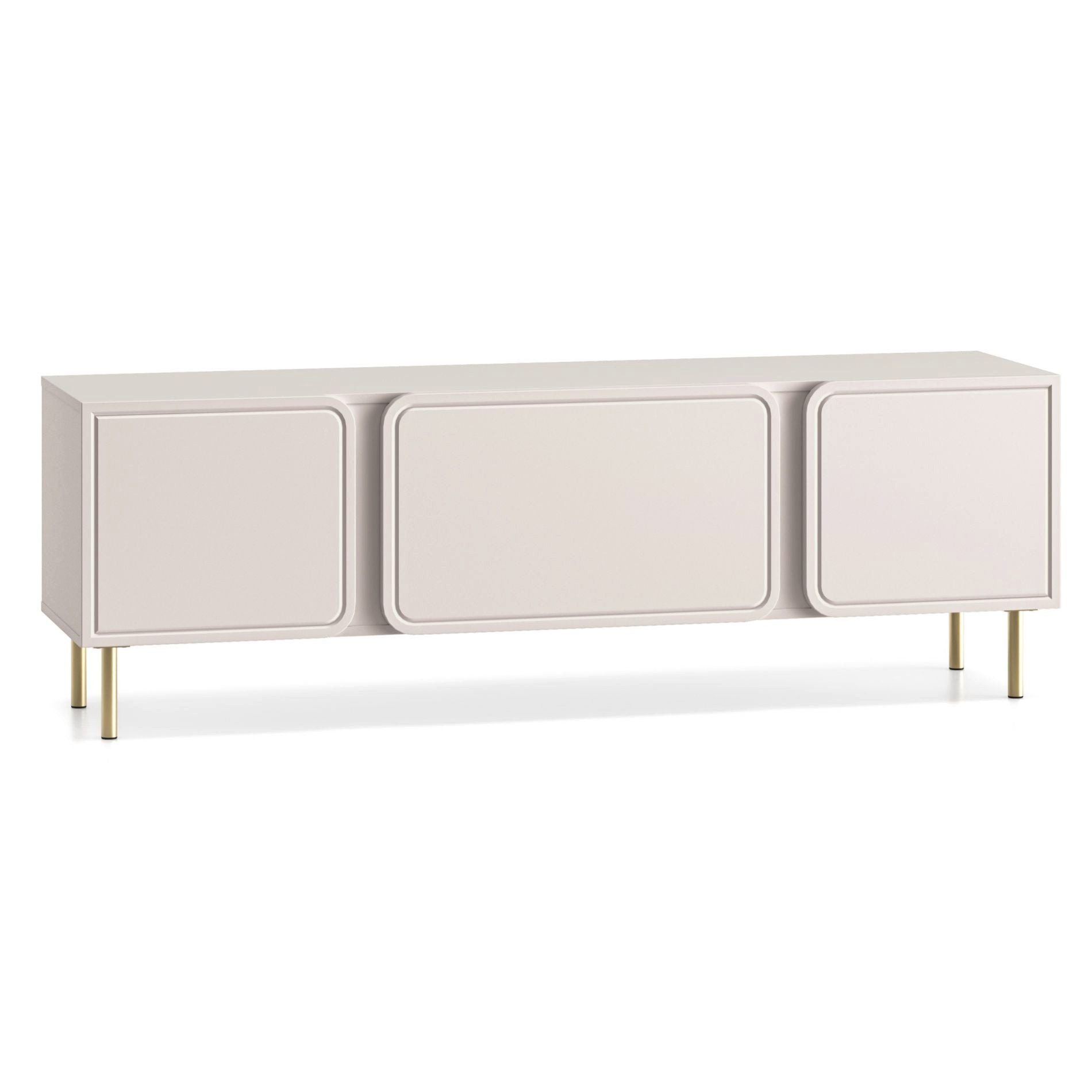 Selsey TV-Schrank LOPPA TV-Lowboard mit 2 Türen & Klappe, Push-to-Open, kaschmirbeige/gold