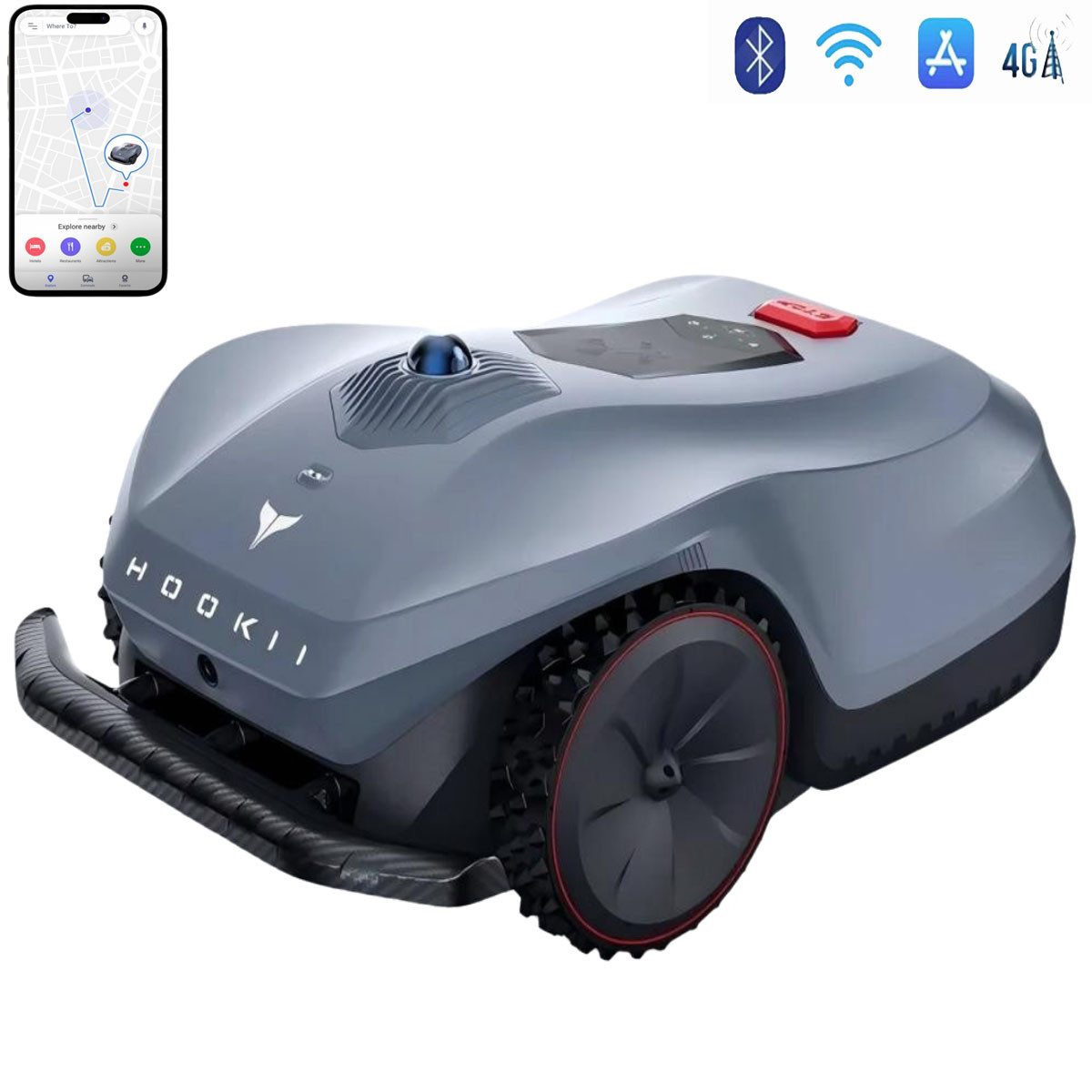 HOOKII Rasenmähroboter Neomow Газонокосилка-робот GPS - Kabellos,App-gesteuert,Intelligente Hinder, bis 4000 m² Rasenfläche, (Neomow X Газонокосилка-робот Mähfläche bis zu 4000 m²,28 cm Schnittbreite), Intelligente Hindernisvermeidung, dreifacher Diebstahlschutz, IPX5