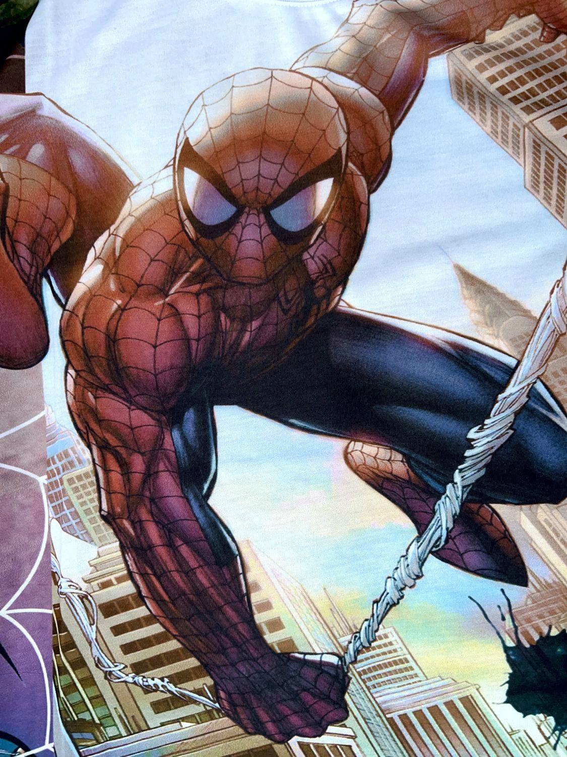 Spiderman Print-Shirt SPIDERMAN T-Shirt weiß Erwachsene + Jugendliche Slimfit S M L XL XXL