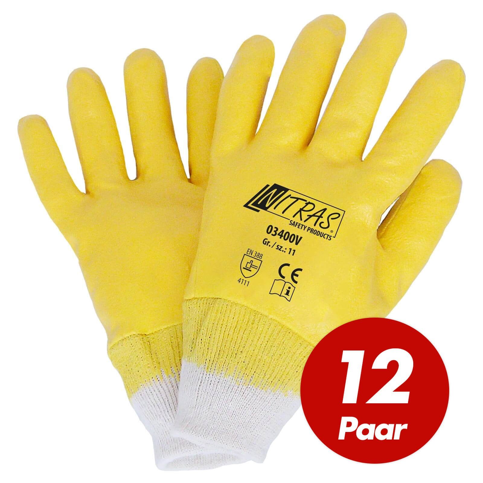 Nitras Nitril-Handschuhe NITRAS 03400V Nitrilhandschuhe, Schutzhandschuhe - VPE 12 Paar (Spar-Set) | Handschuhe