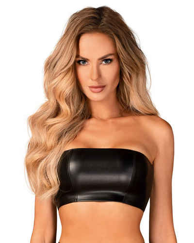 Obsessive Balconnet-BH Wetlook Top schwarz elastisch Kunstleder sexy (einzeln, 1-tlg)