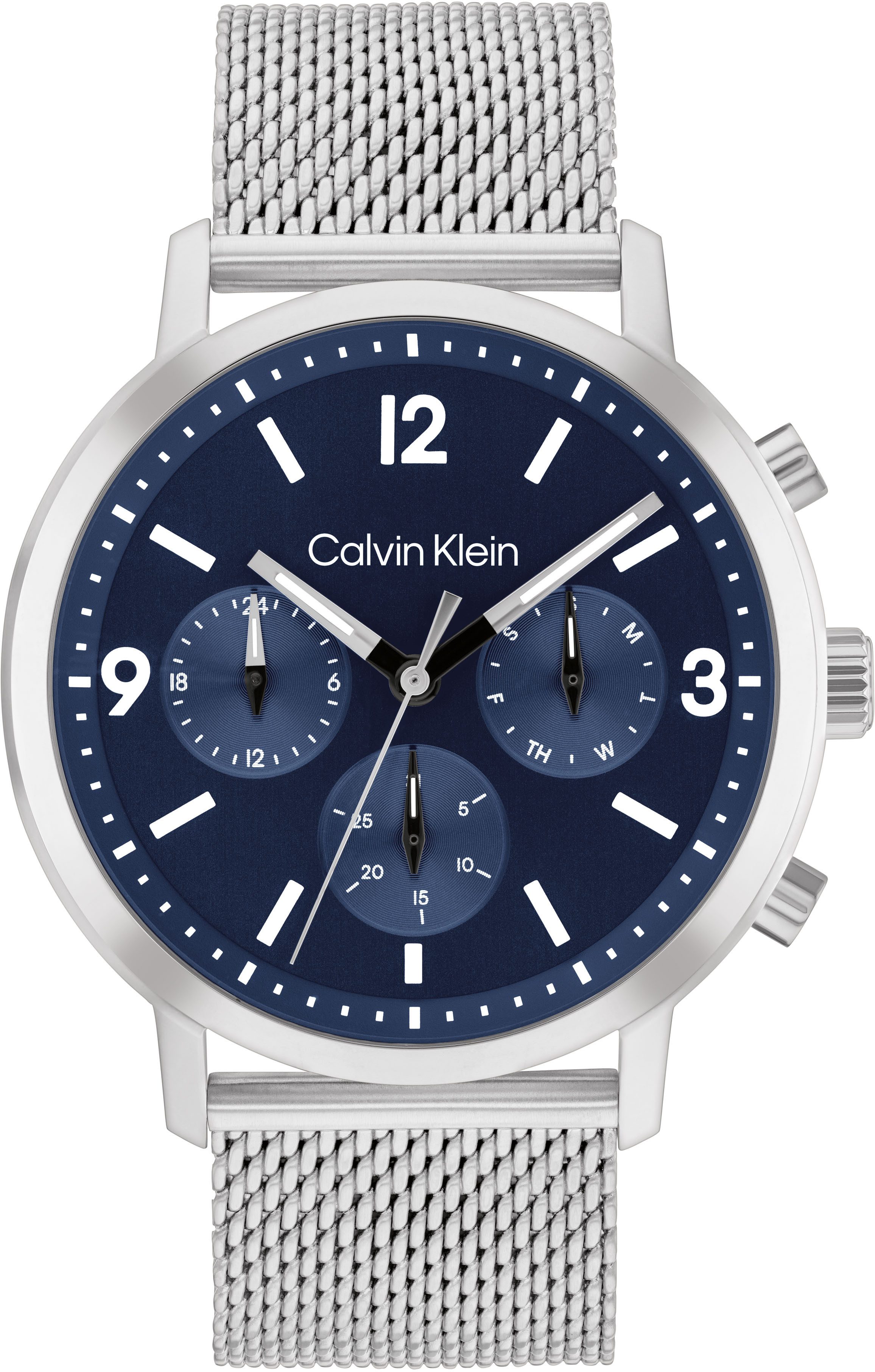 Calvin Klein Multifunktionsuhr GAUGE 25200438, Quarzuhr, Armbanduhr, Herrenuhr, Datum, Edelstahlarmband