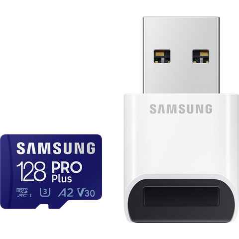 Samsung PRO Plus microSDXC Full HD & 4K UHD inkl. USB-Kartenleser Speicherkarte (128 GB, UHS Class 10, 160 MB/s Lesegeschwindigkeit)