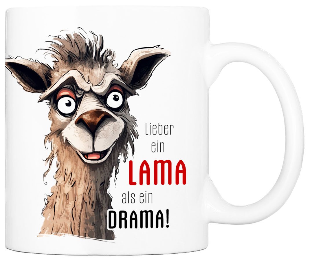 Cadouri Tasse mit Spruch LIEBER EIN LAMA Kaffeetasse Büro Arbeit