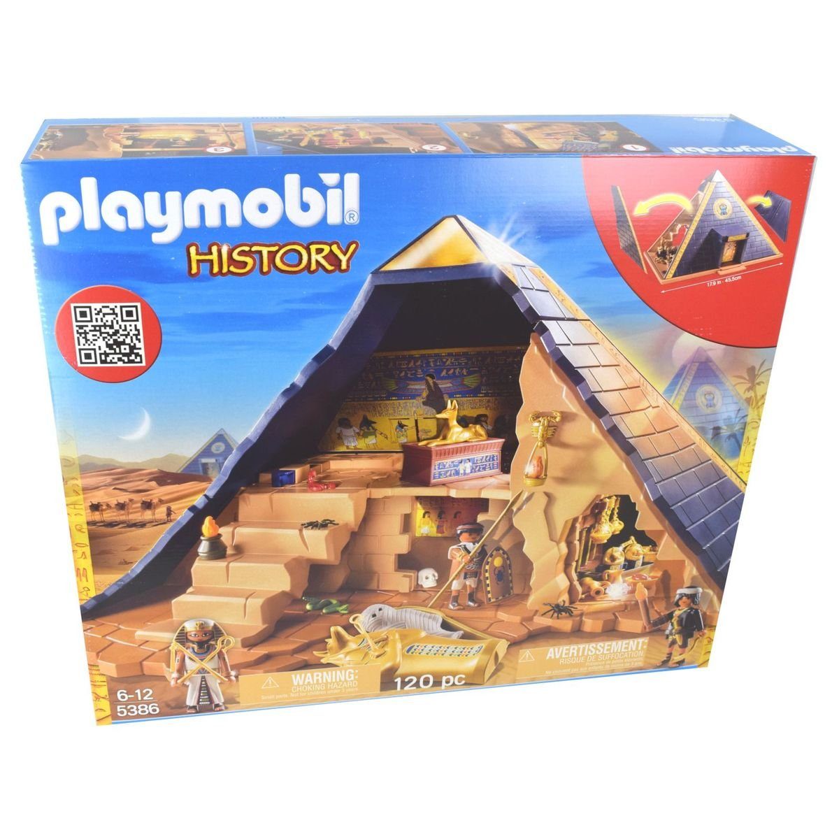 Playmobil® Spielbausteine PLAYMOBIL History 5386 Pyramide mit Grabkammer 120tlg. Mega Spielset, (5386), mit Geheimtür