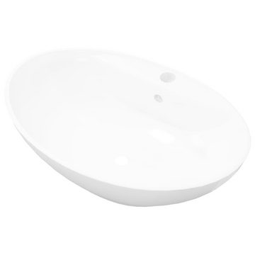 vidaXL Waschbecken »Luxus-Keramikbecken Oval mit Überlauf und Wasserhahnloch«