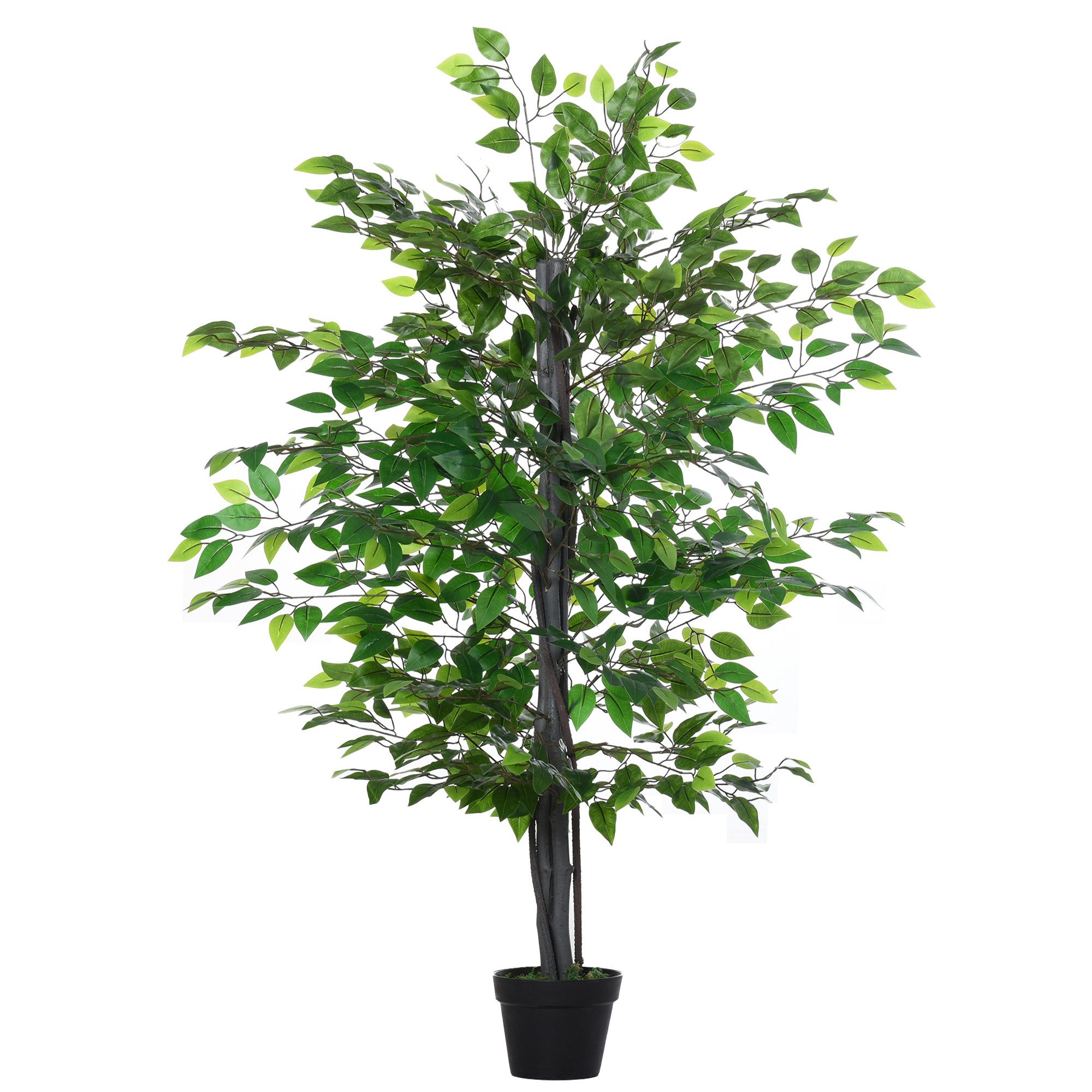 Kunstpflanze Künstlicher Banyan Baum 145 cm Dekopflanze Massivholz, FELIXLEO