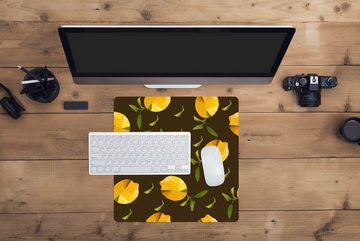 MuchoWow Gaming Mauspad Zitrone - Obst - Muster - Origami (1-St), Mousepad mit Rutschfester Unterseite, Gaming, 40x40 cm, XXL, Großes