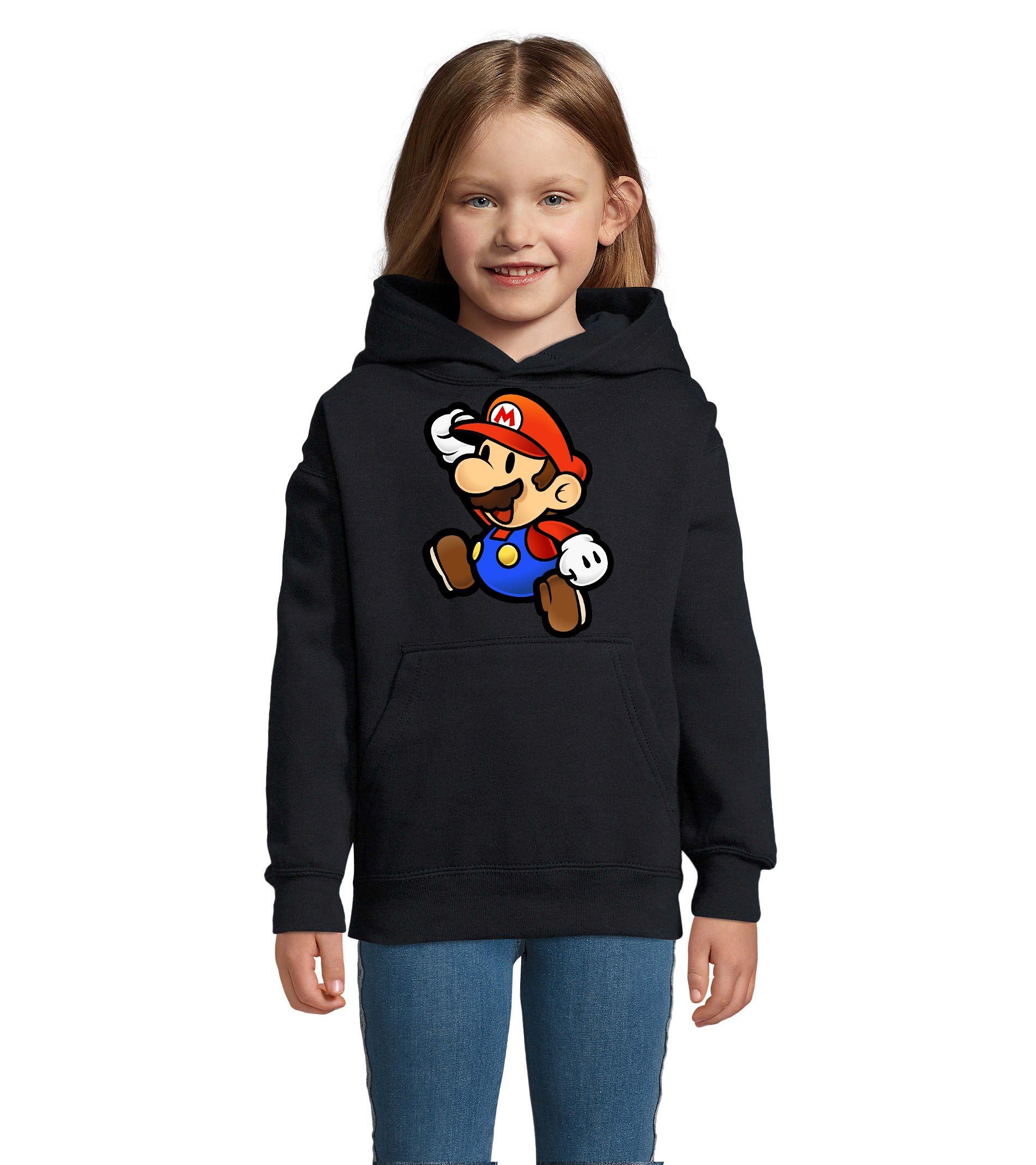 Blondie & Brownie Hoodie Kinder Jungen & Mädchen Mario Nintendo Gaming Luigi Yoshi Super mit Kapuze Navyblau