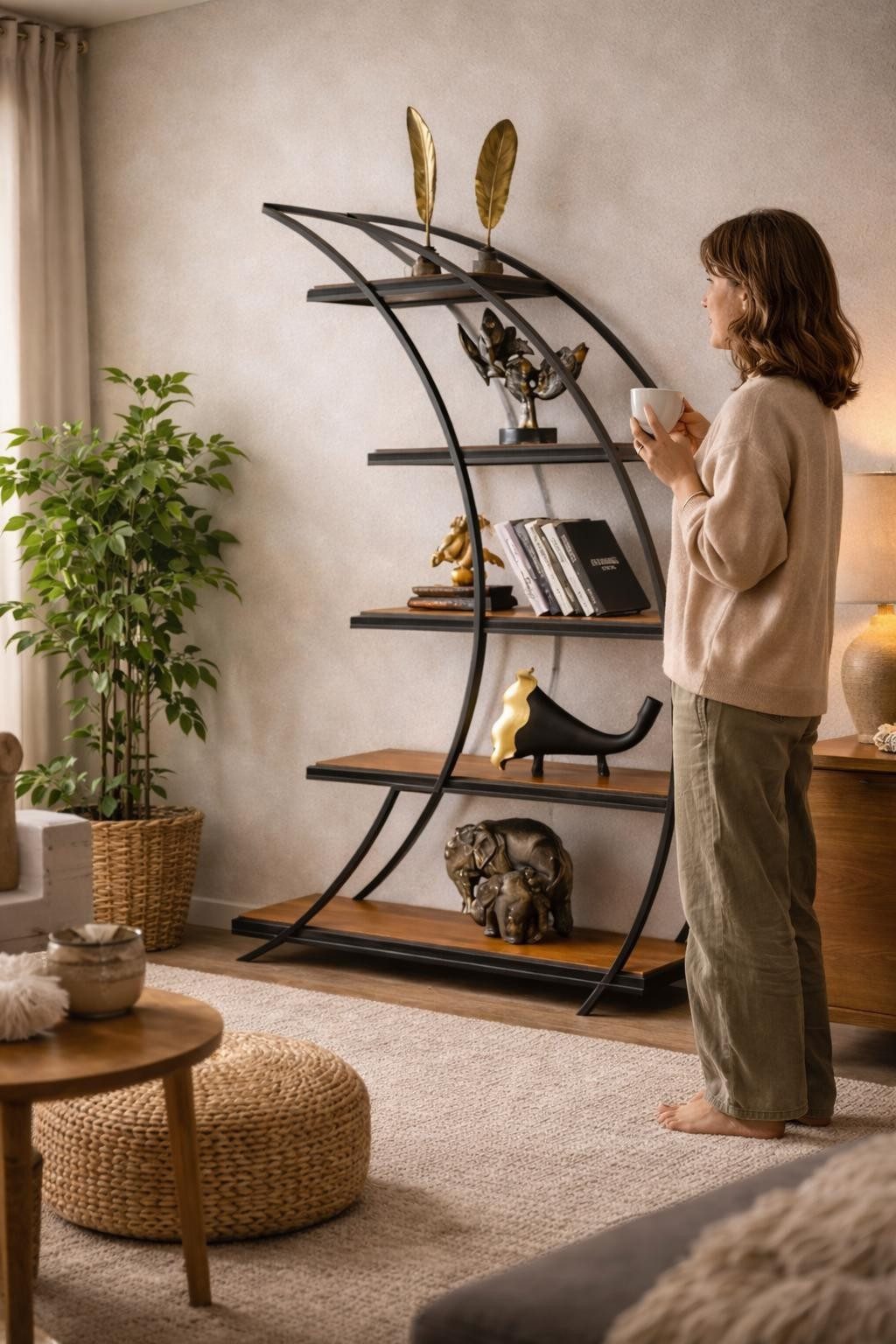 JVmoebel Bücherwand Regal Schwarz Standregal Rund Komfort Neu Büro Wohnzimmer Schwarz, Made in Europa