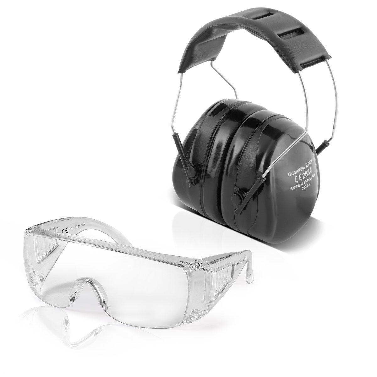 STAHLWERK Arbeitsschutzbrille Arbeitsschutz-Set AS-3 Gehörschutz Schutzbrille, (Set, 2St), Überbrille Kapselgehörschutz Perfekter Schutz beim Arbeiten