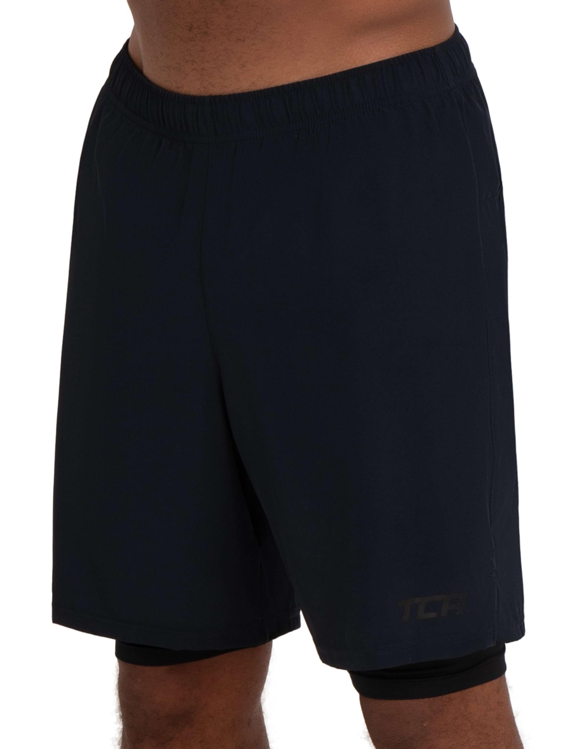 TCA Trainingsshorts TCA Herren 2 in 1 Laufhose mit Kompressionshose - Schwa günstig online kaufen
