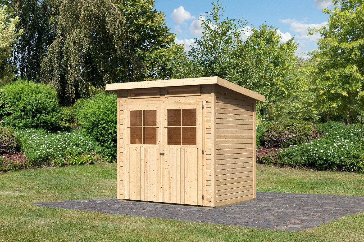 Karibu Gartenhaus Karibu Gartenhaus Glücksburg, 19 mm, 242 x 175 cm, Typ 2, natur, ohne Anbau