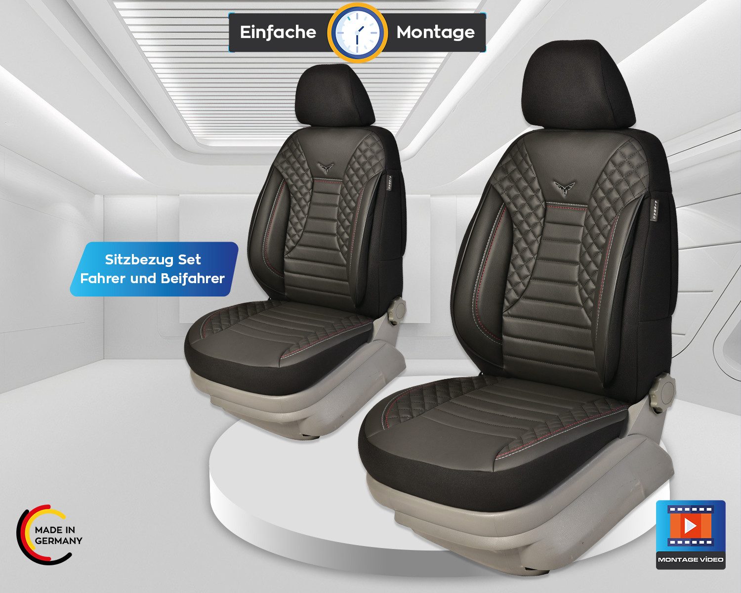 BREMER SITZBEZÜGE Autositzbezug für Alfa Romeo Giulietta 940 Bj 2010-20 (PS804), Set, Schonbezüge Sitzbezüge Fahrer und Beifahrer, in Schwarz