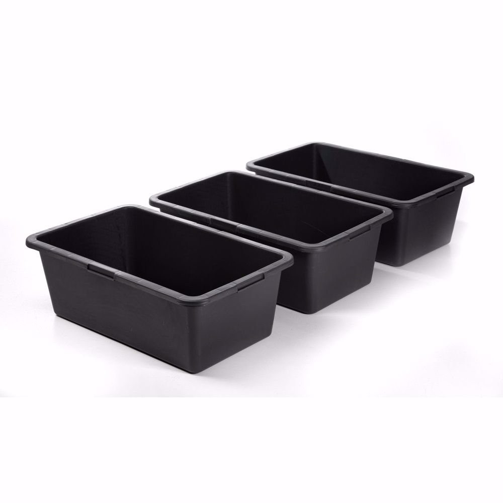 acerto® Mörtelkübel 3 Stück Mörtelkübel schwarz 80l eckig Zementkübel
