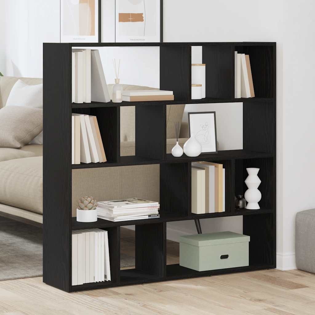vidaXL Raumteiler Bücherschrank/Raumteiler Eiche schwarz 105x24x102 cm, 1-tlg. – Bild 2 von 5