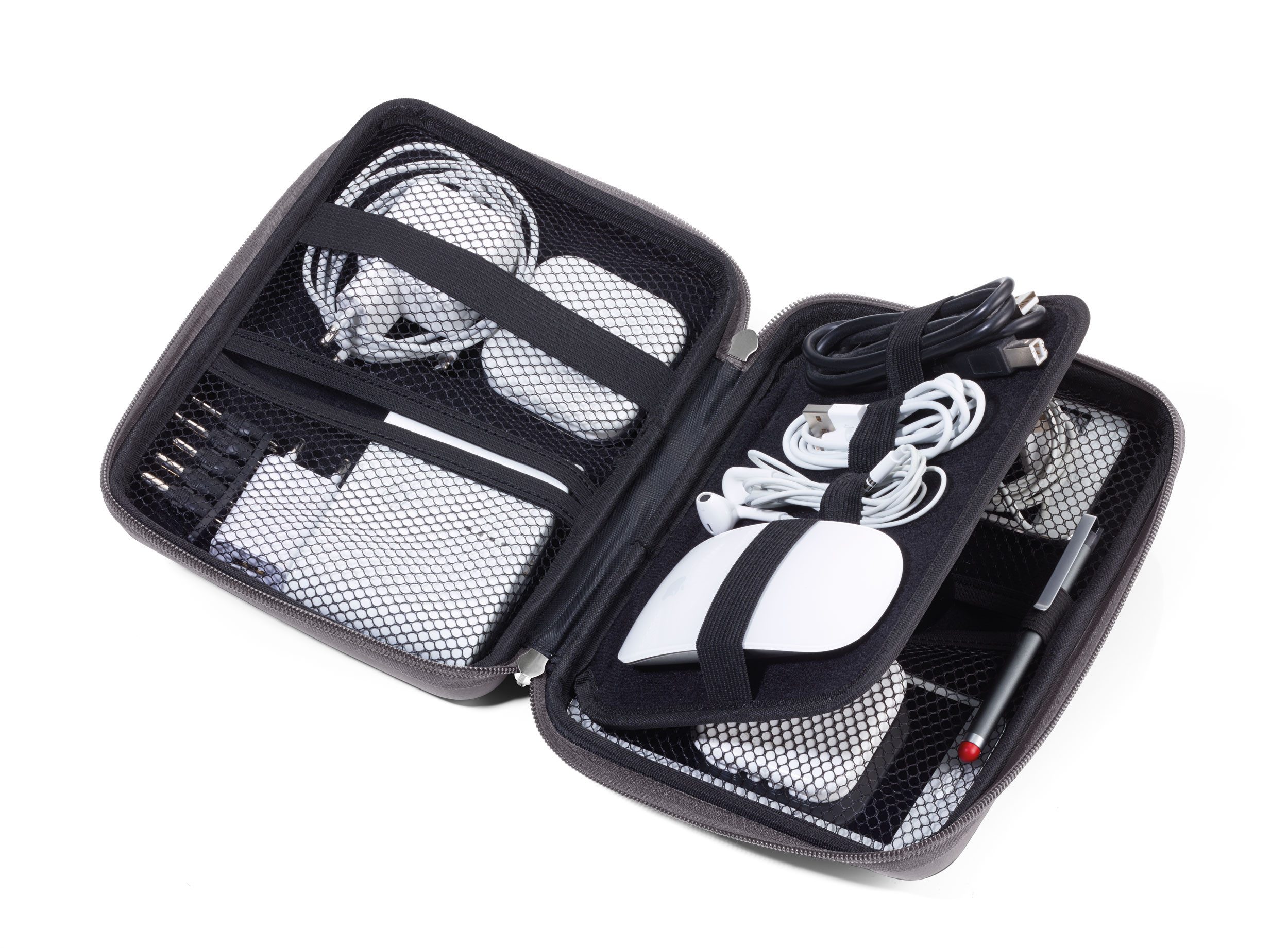 TROIKA Organizer TRAVEL CASE Etui Hardcase – Kabeltasche & Zubehörtasche mit Fächern (1 St., in verschiednen Farben), Elastikband‑Schlaufen für Elektronik & Reisebedarf, Reiseorganizer