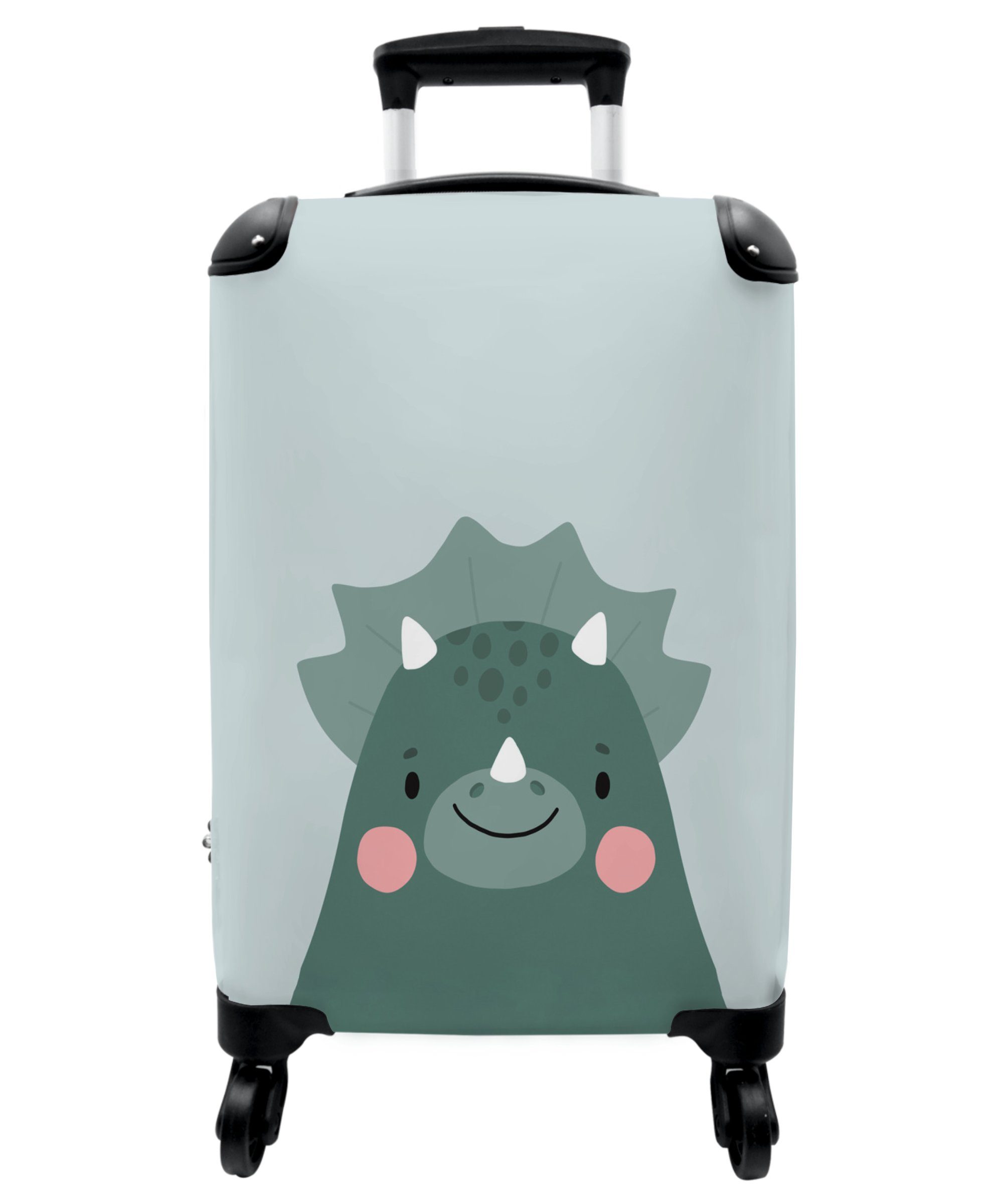 Kinderkoffer Jungen Koffer rollen, Handgepäck Rollen, Design, - 4 - Kindertrolley, für Grün Reisetasche - 55x35x20cm Tiere NoBoringSuitcases.com© Ferien, mit Dino -