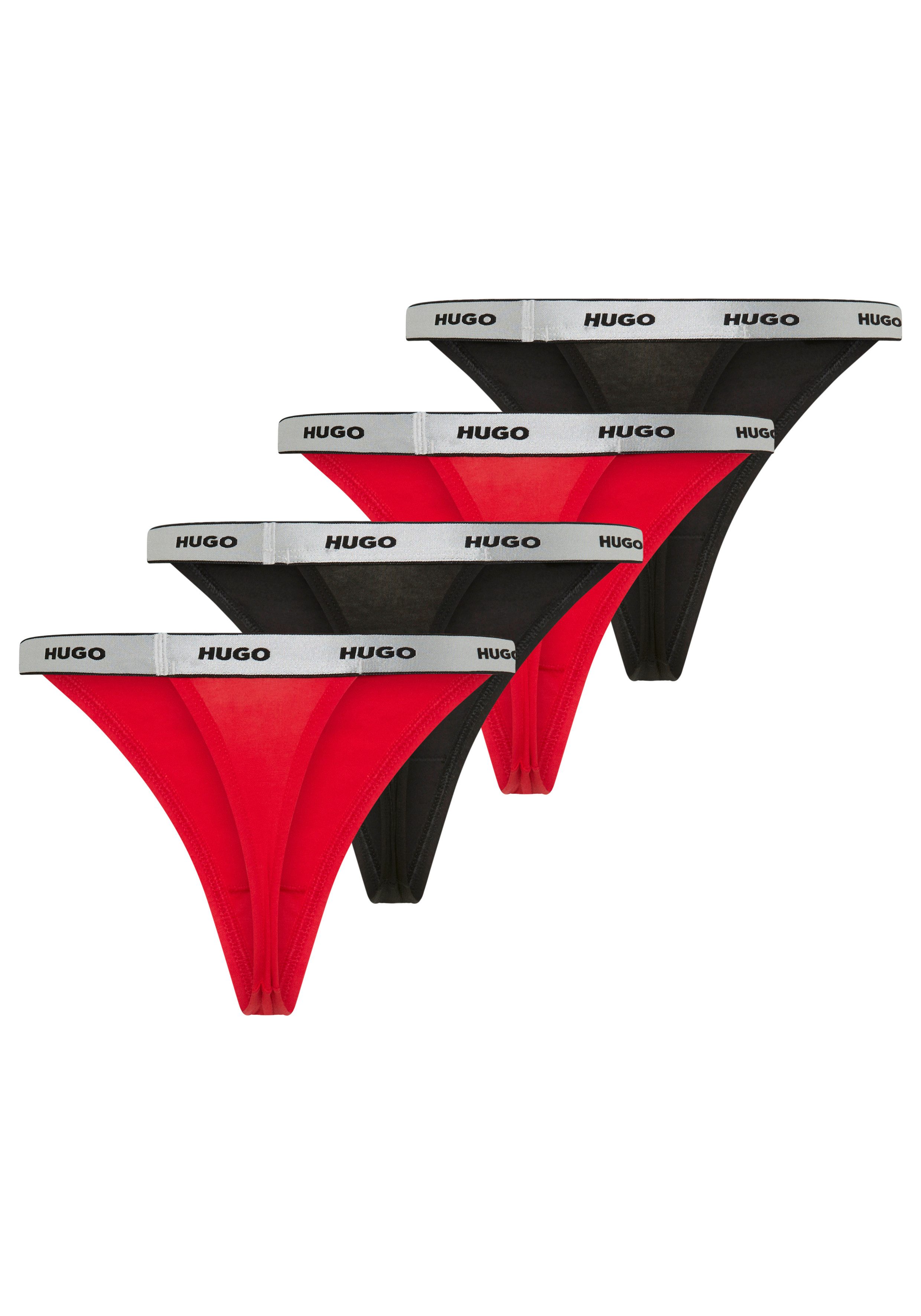HUGO Stringtanga (3-St) elastischer Bund mit Logo