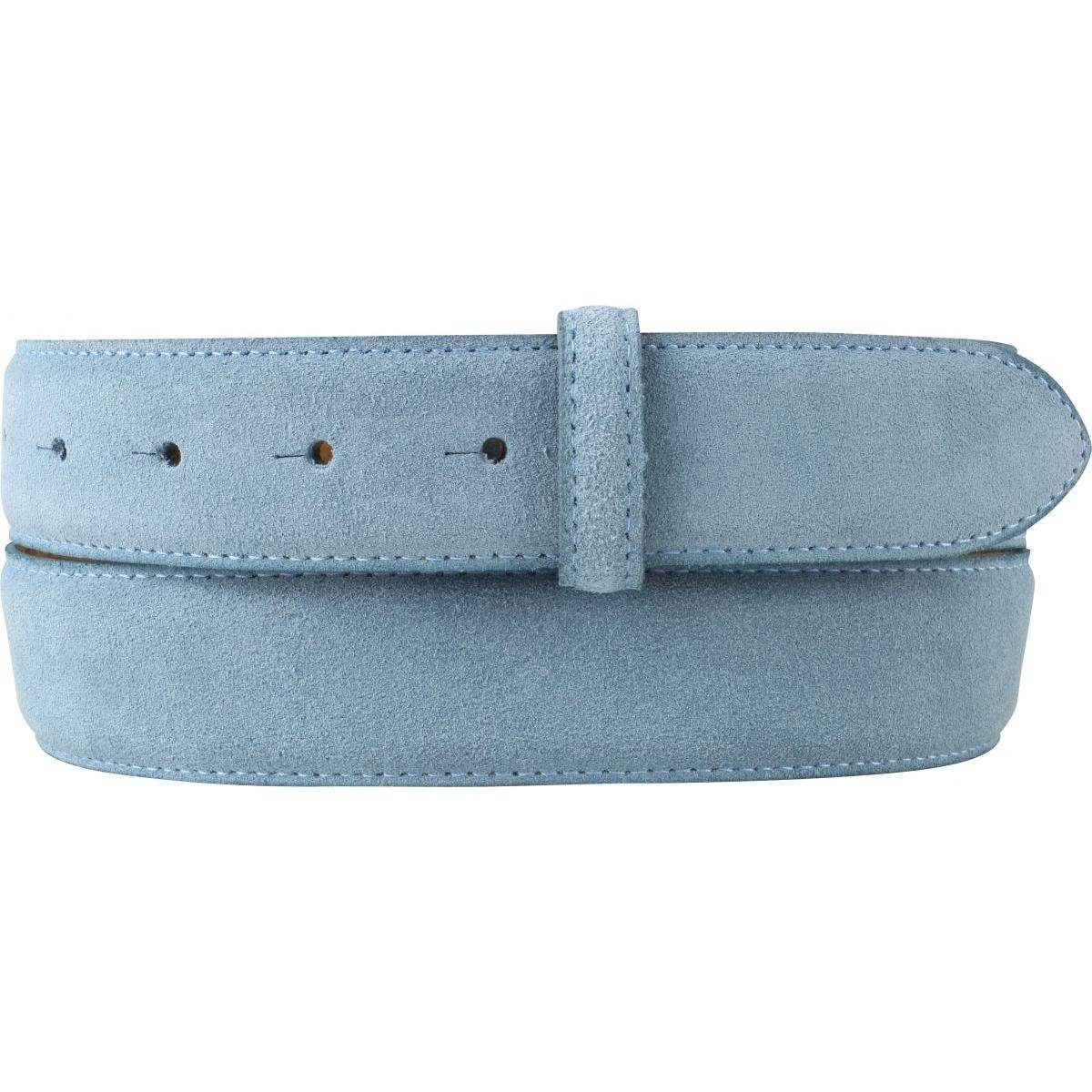 BELTINGER Ledergürtel Gürtel aus Veloursleder ohne Schnalle 3,5 cm - Velour-Ledergürtel für Jeansblau