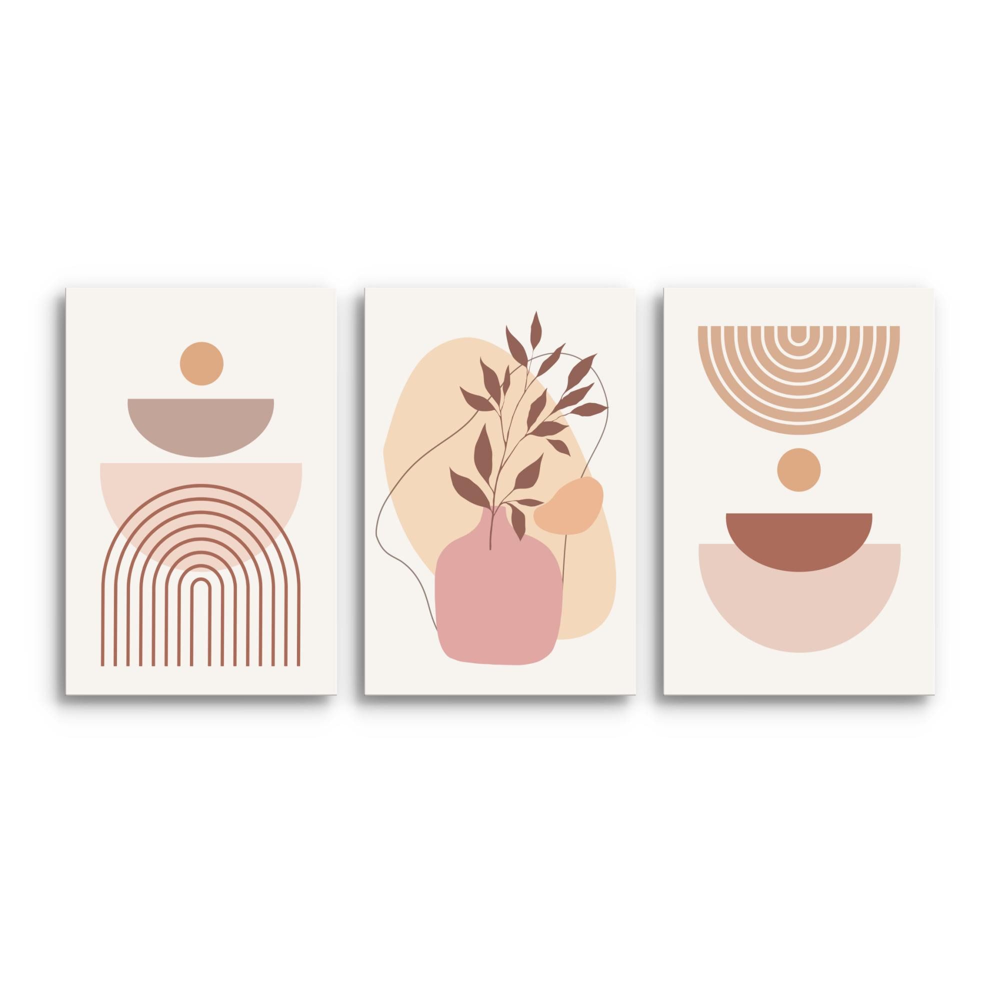 Novart Wandbild Wandbilder Wohnzimmer Abstrakt Figuren Bilder Deko, Beige, günstig online kaufen