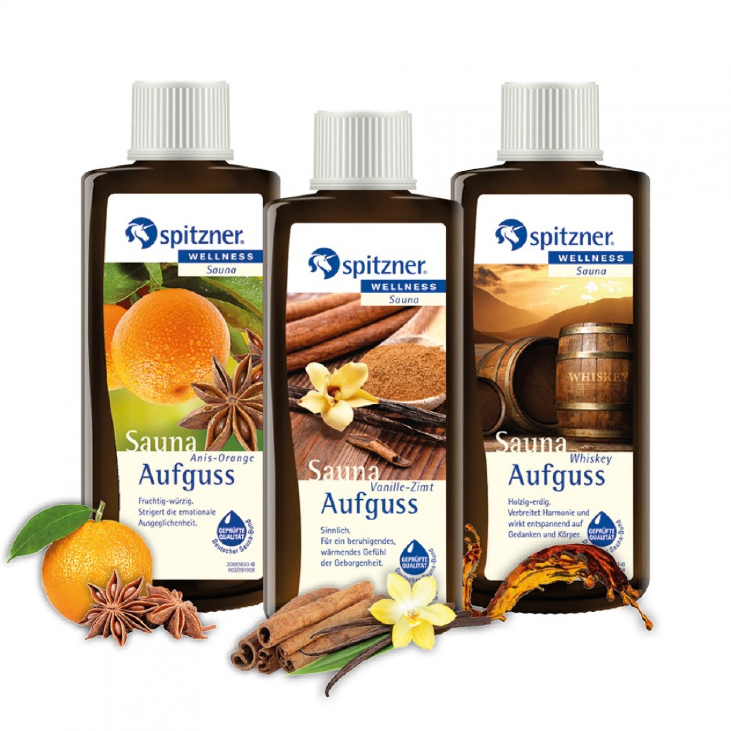Spitzner Aufgusskonzentrat Spitzner Saunaaufguss Set Wohlig & Gemütlich 3x 190 ml Anis-Orange