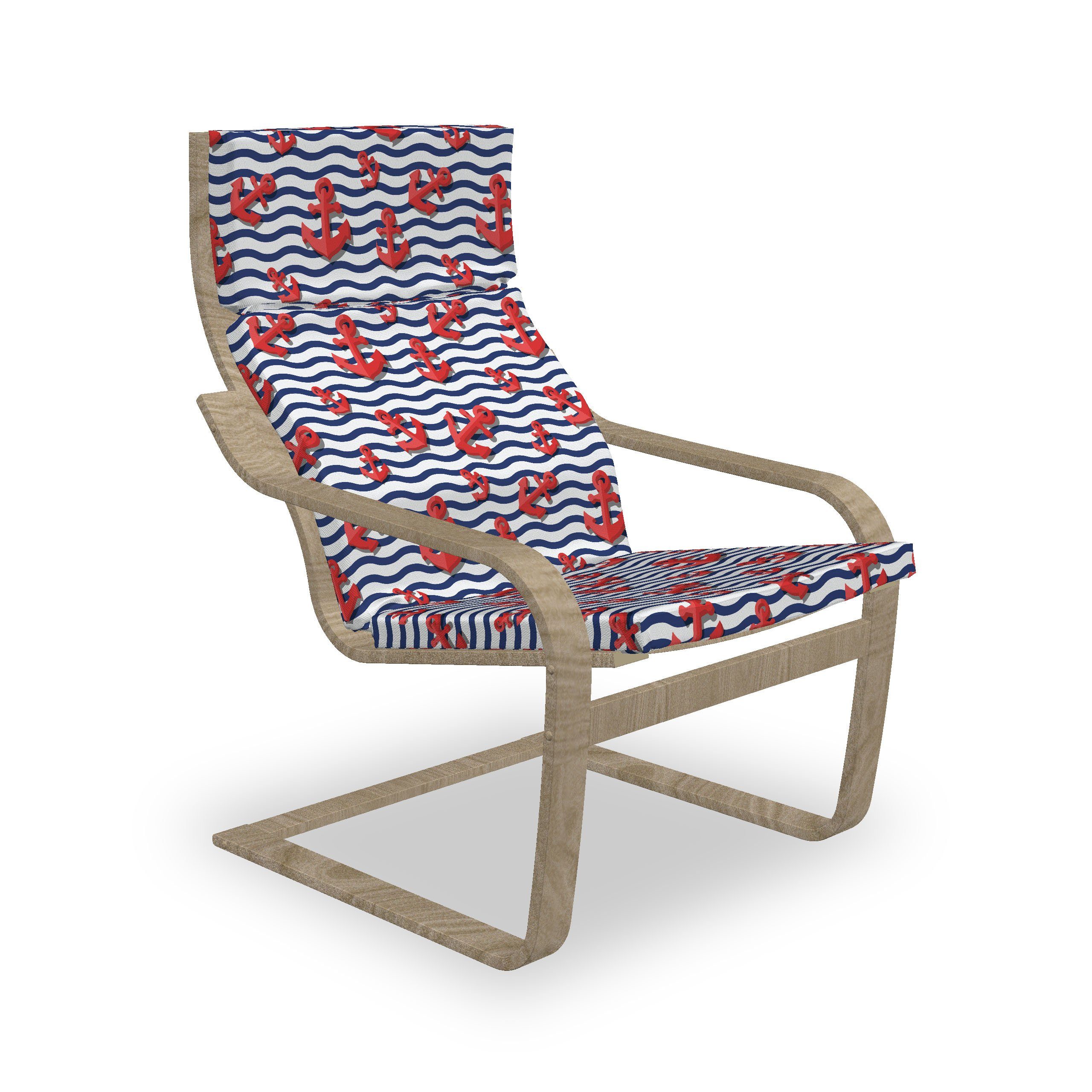 Abakuhaus Stuhlkissen Sitzkissen mit Stuhlkissen mit Hakenschlaufe und Reißverschluss, Anker Gewellte Streifen 3D Style