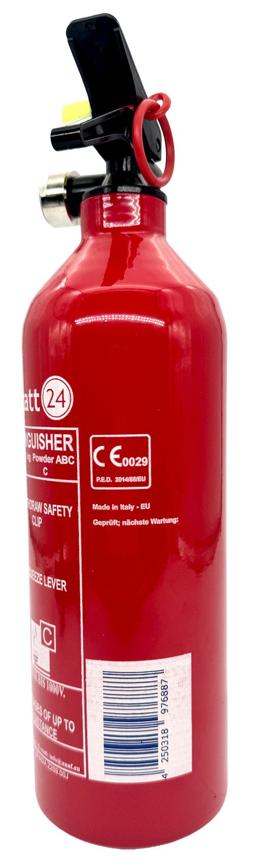 EXDINGER Pulver-Feuerlöscher Aluminium Autofeuerlöscher 'Pia' ABC mit Manometer + Halterung 1 kg, Dauerdruck, ABC-Pulver, (2-St) Dauerdrucklöscher