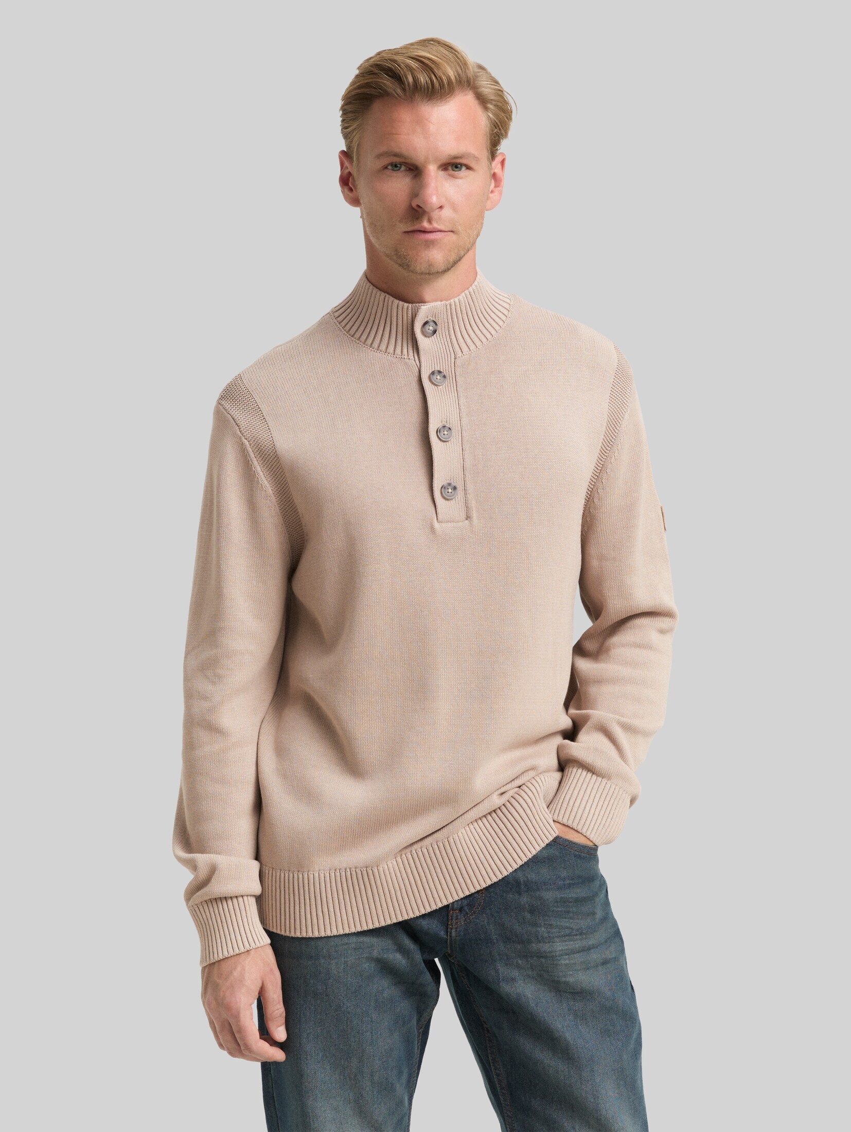 TOM TAILOR Strickpullover Pullover & Strickjacken Troyer Strickpullover im Washed-Look aus Baumwolle