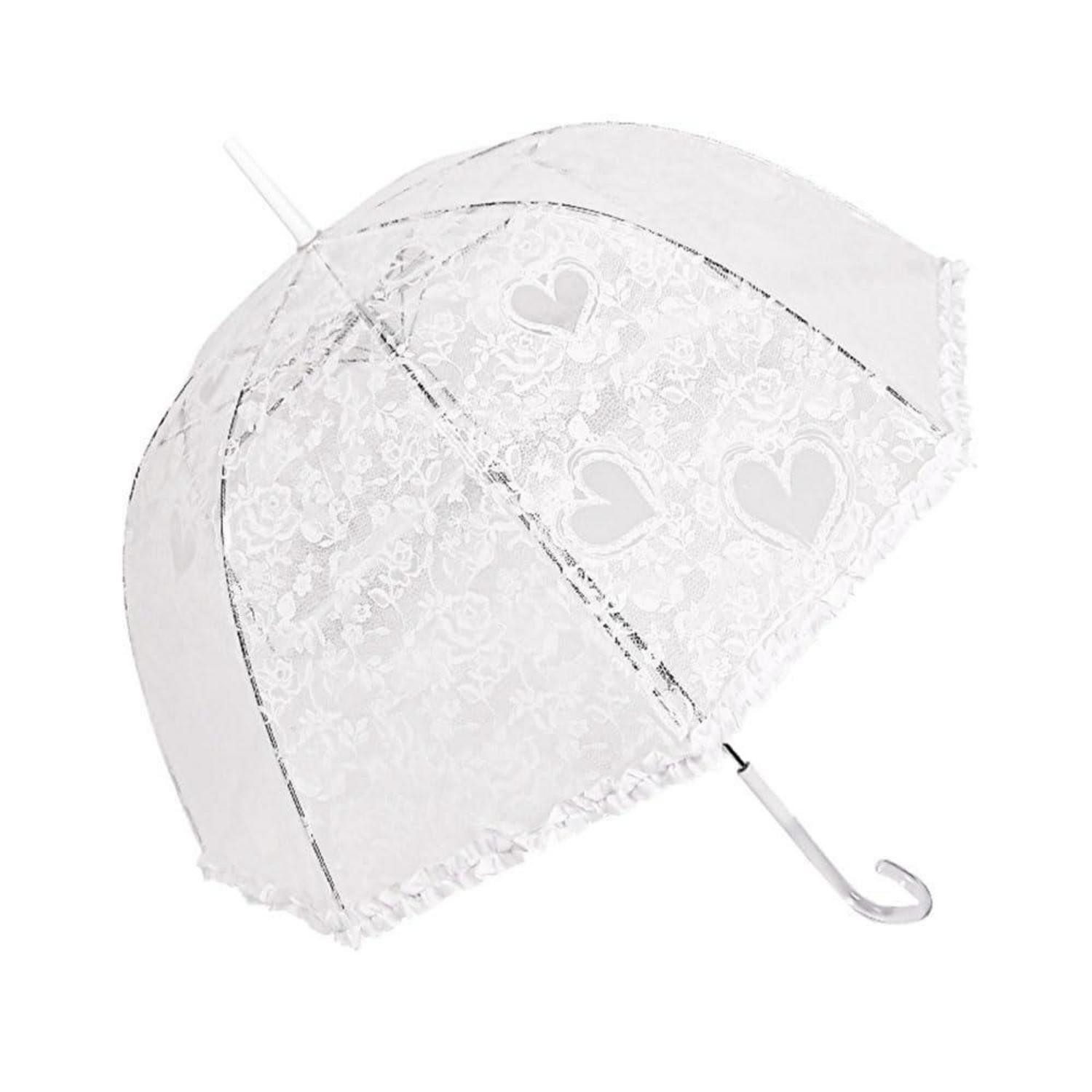 LuxusKollektion Angelschirm Regenschirm Kuppel Spitzendesign Weiß