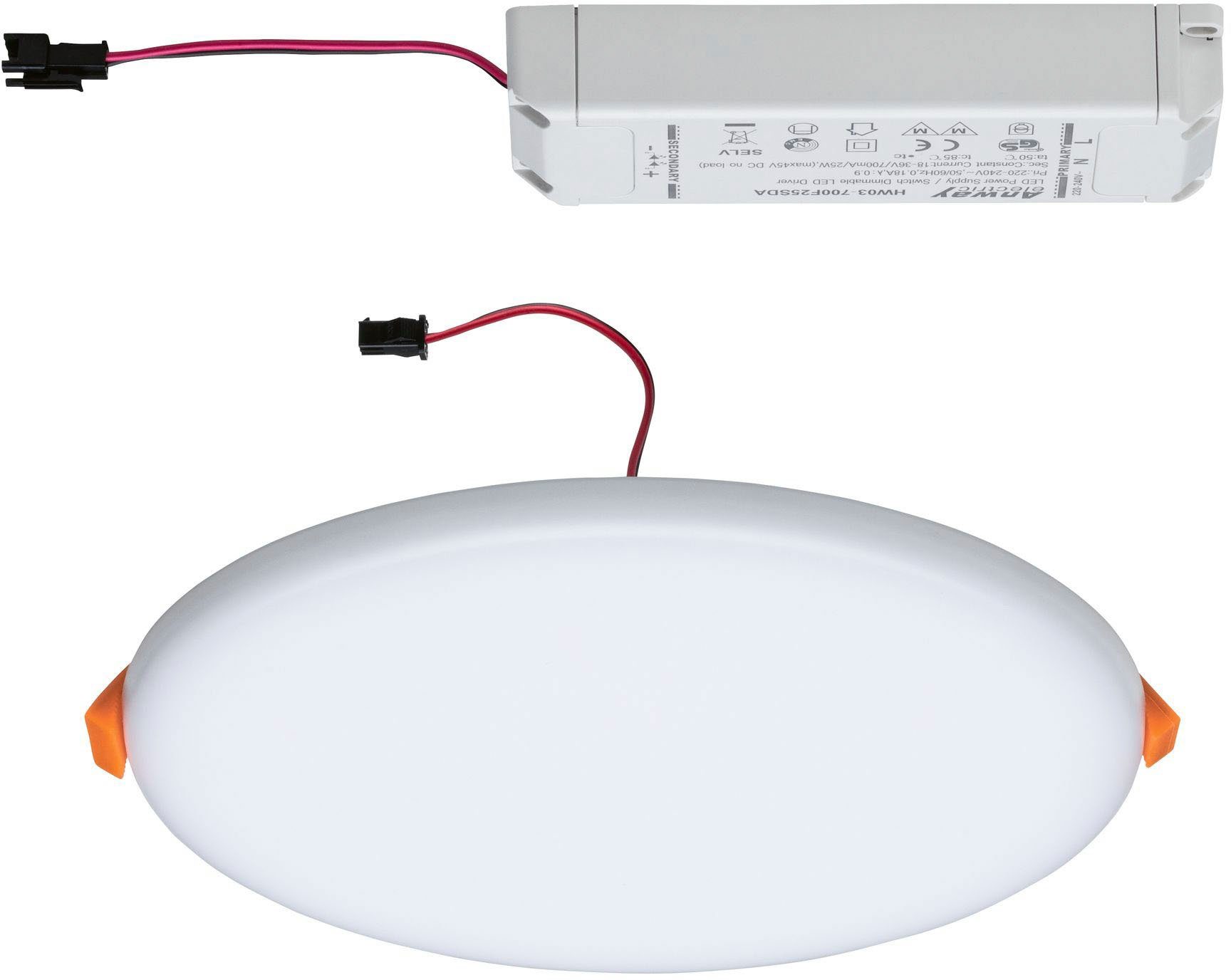 Paulmann LED Einbauleuchte Veluna IP44 Warmweiß, 3.000K rund 3.000K fest LED 185 17W integriert, 3-Stufen-dimmbar Satin, LED 185 rund Einbaupanel Satin VariFit IP44 3-Stufen-dimmbar 17W