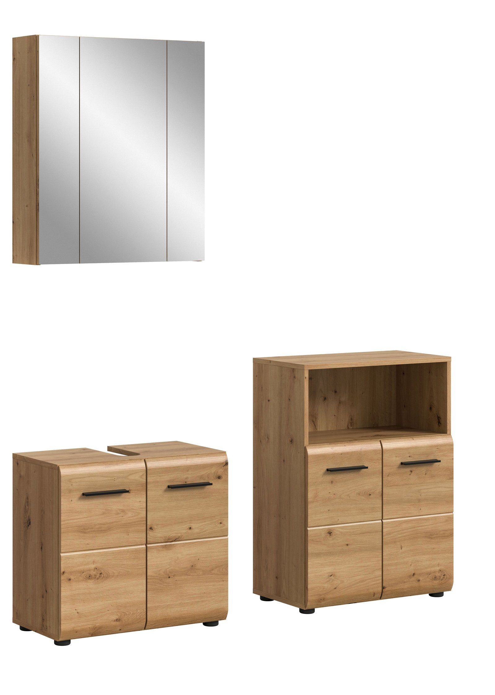 Aileenstore Badmöbel-Set ARCTIC, (3-St), 135 cm Breite, Holz, 3-teilig
