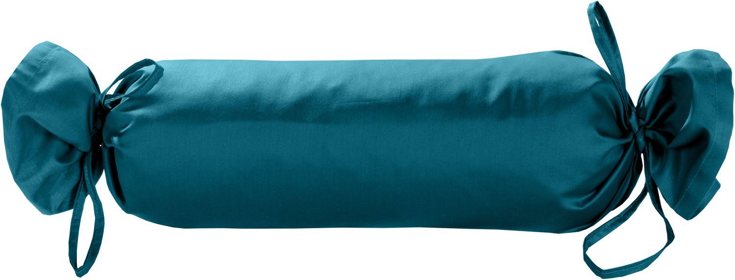 Nackenrollenbezug Mako Satin Nackenrollen Bezug 15x40 uni einfarbig, BETTWAESCHE-MIT-STIL (1 Stück) Petrol Blau