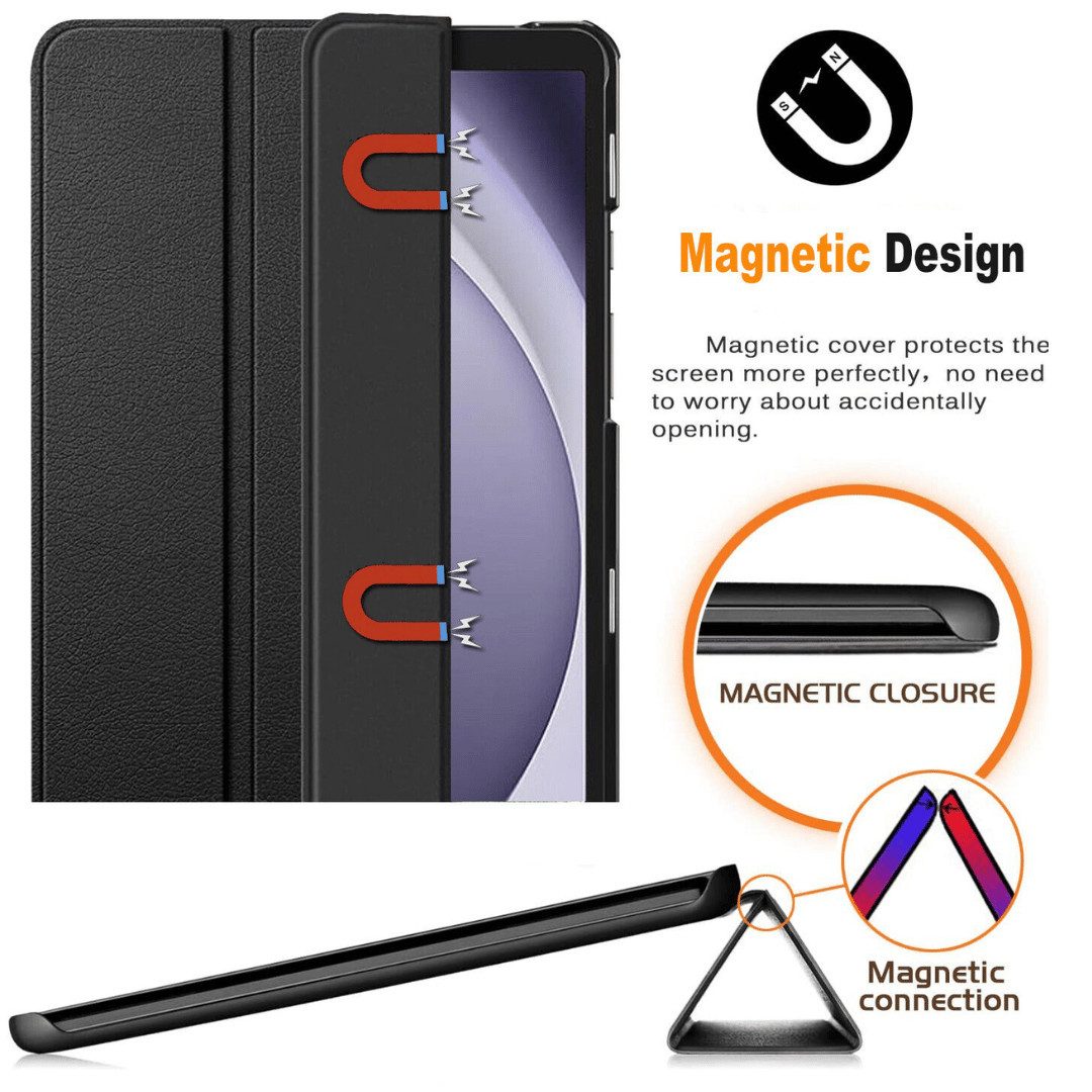 SmartUP Tablet-Hülle für Samsung Galaxy Tab A11 Klapphülle Tasche Case Cover Schutzglas 9H 8,7 Zoll, integrierte Standfunktion, integrierter Magnetverschluss