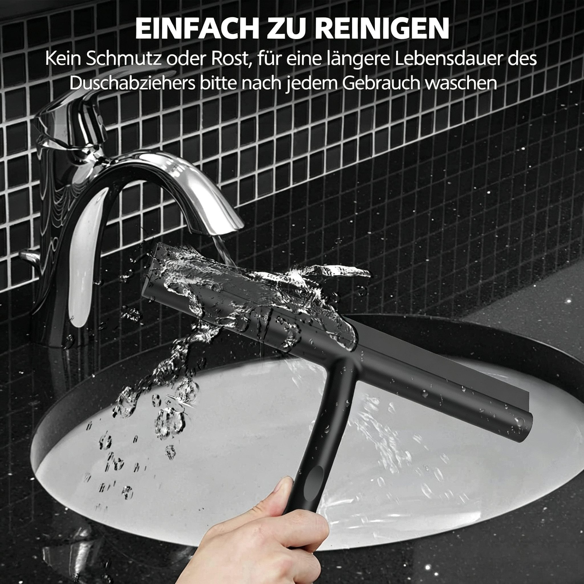 Vornix Duschabzieher Silikon Abzieher Duschabzieher 28cm mit Wandhaken, (Duschabzieher,Duschwischer,Fensterwischer, breiter Reinigungskopf,streifenfreie Reinigu – Bild 5 von 5