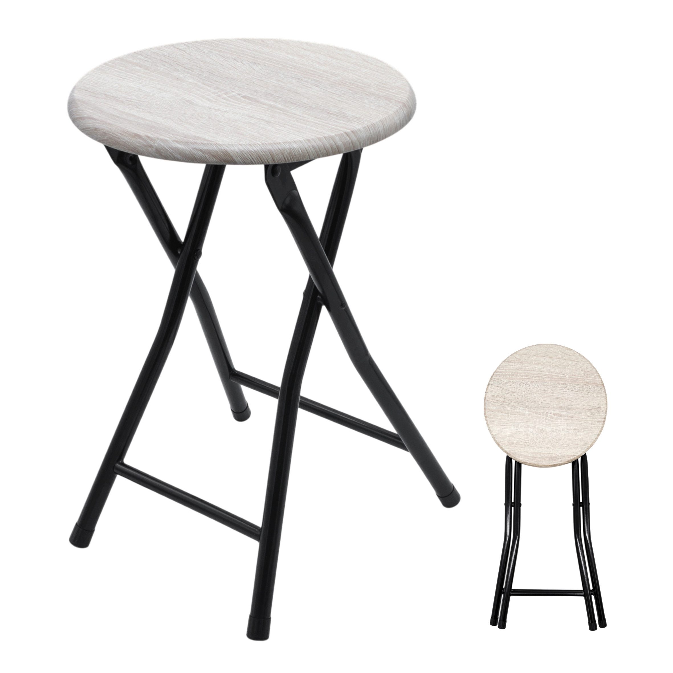 Spetebo Sitzhocker Holz Metall Klapphocker - 47 x 33 cm (Anzahl, 1 St., Stück), klappbar