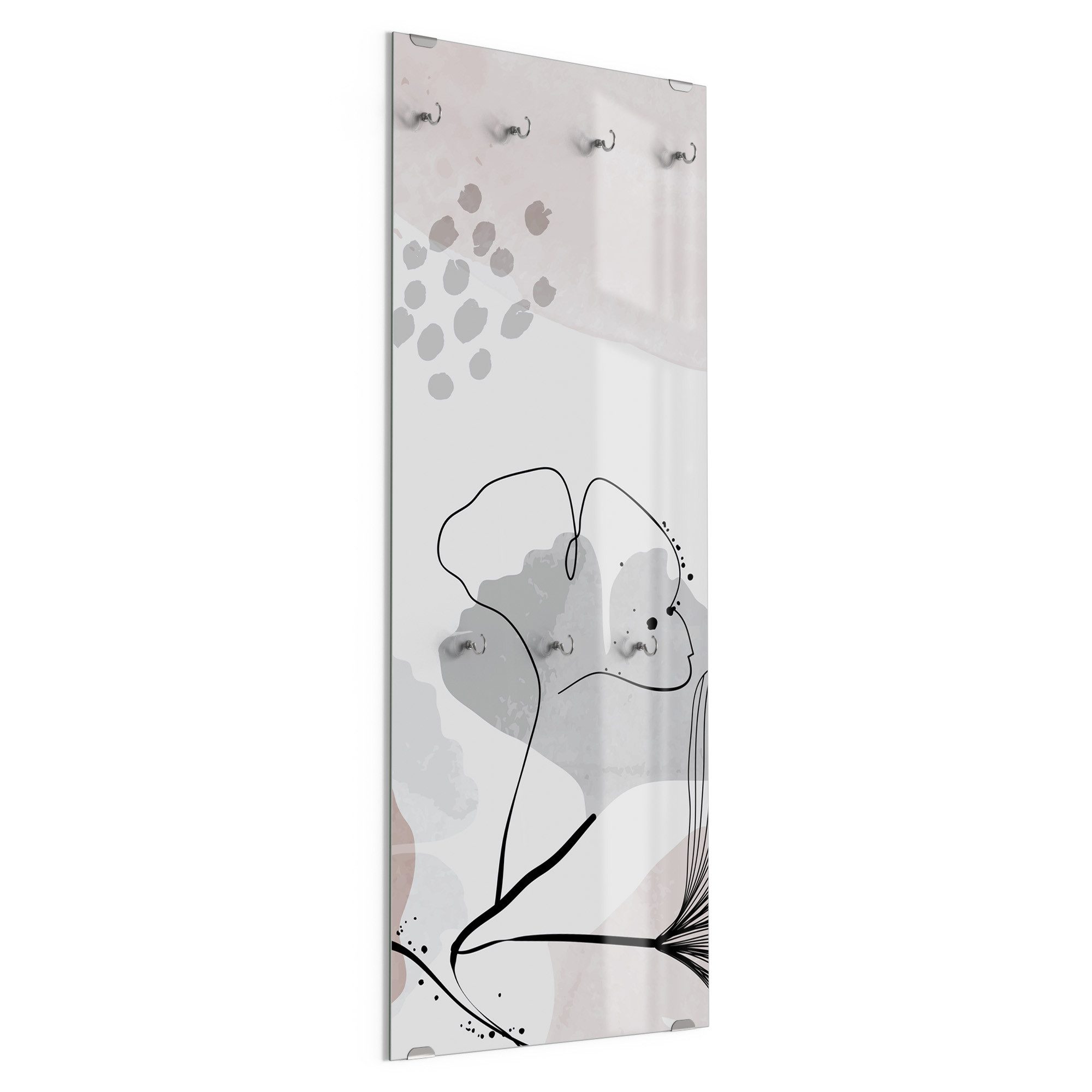 DEQORI Kleiderhaken 'Dekorativer Gingko-Banner', Glas Garderobe hängend Flur Jackenhalter modern Wandgarderobe Haken